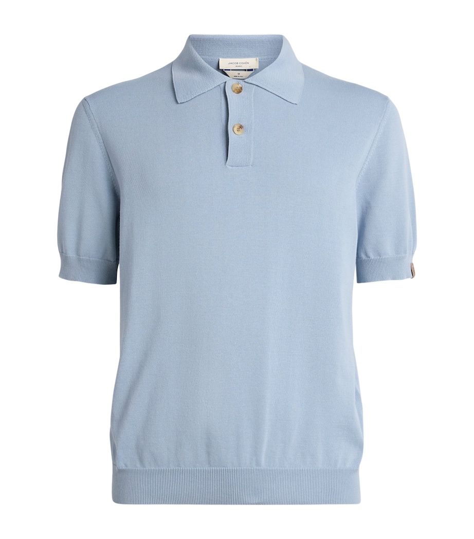 JACOB COHËN Mens Brushed Cotton Polo Shirt Azure Image 1