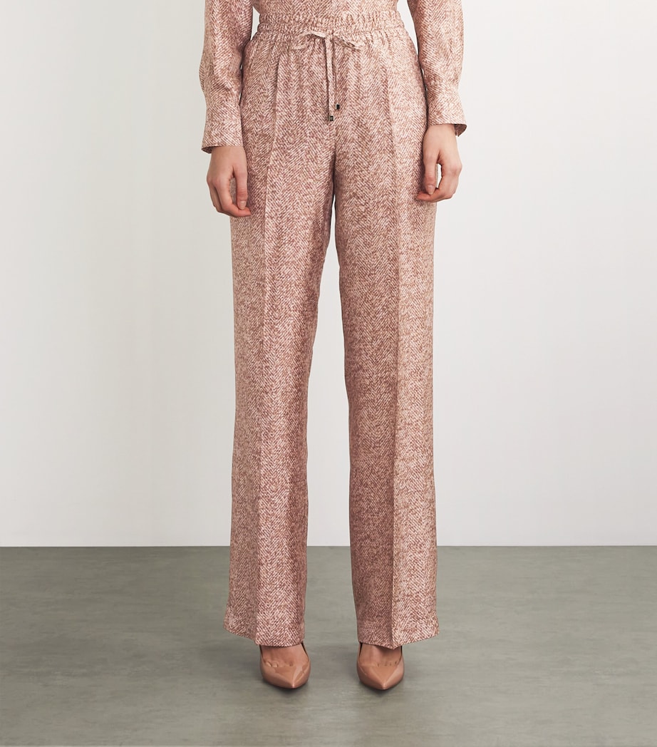 Silk Herringbone Drawstring Trousers ROSE Image 3
