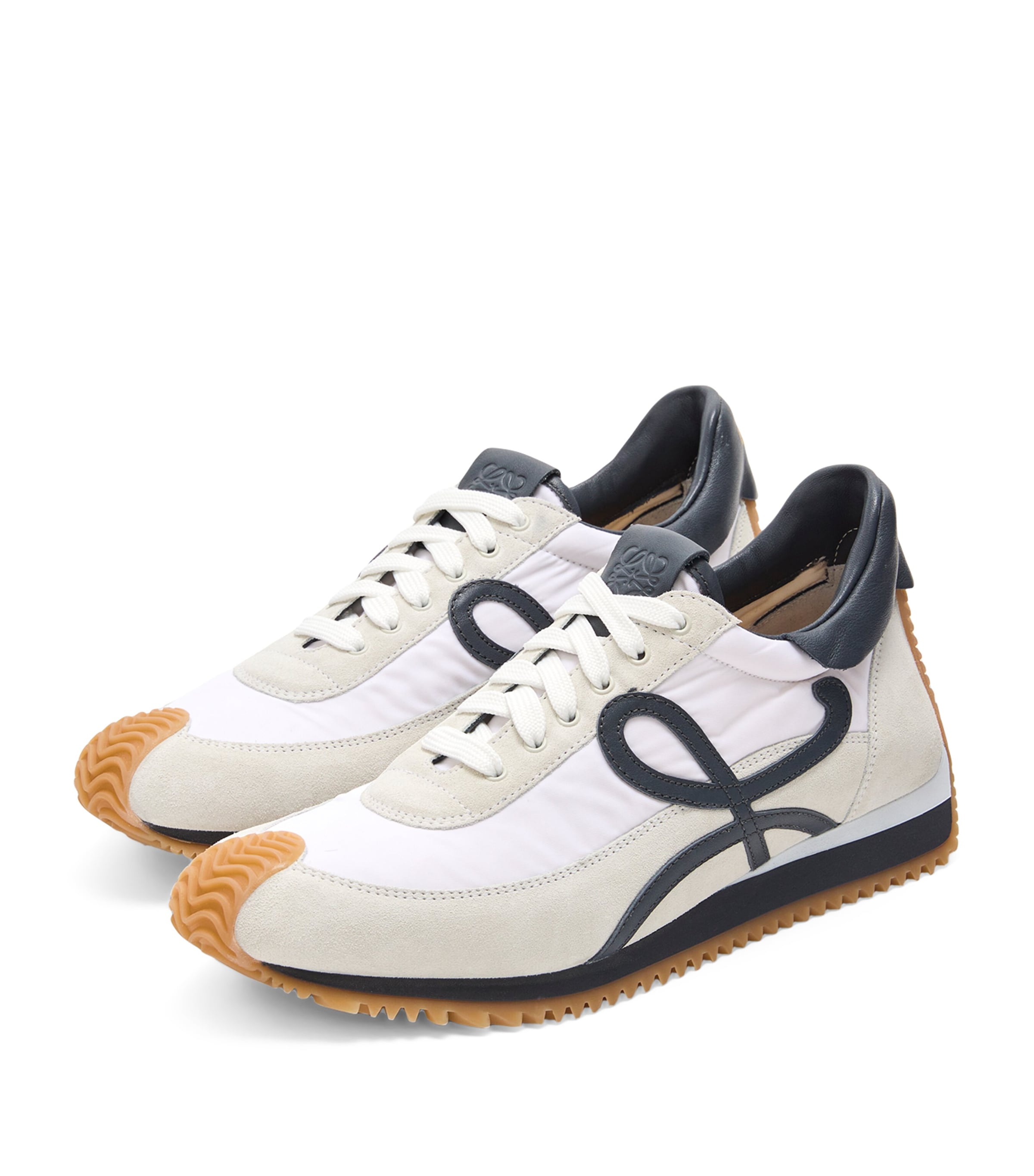 Calfskin-Blend Flow Sneakers BLUE ANTHRACITEWHITE Image 3