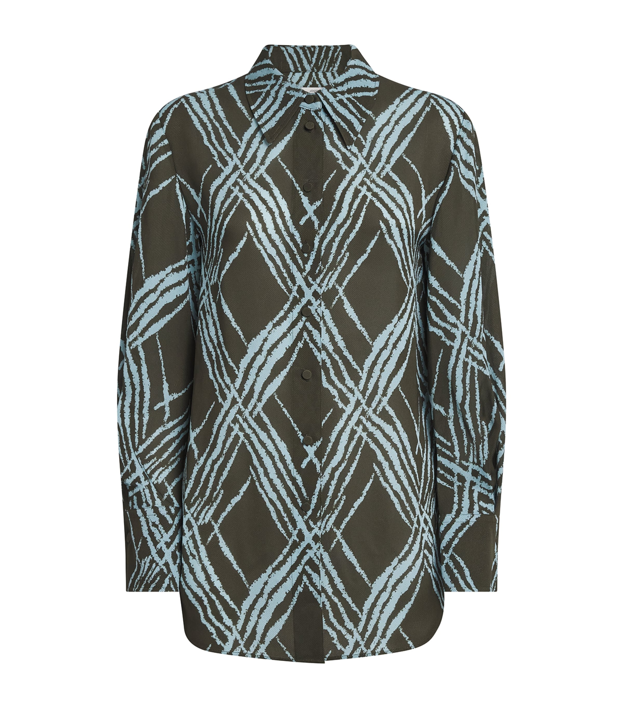 Joseph Womens Geometric Sina Shirt Palm Leaf/chambray Image 1