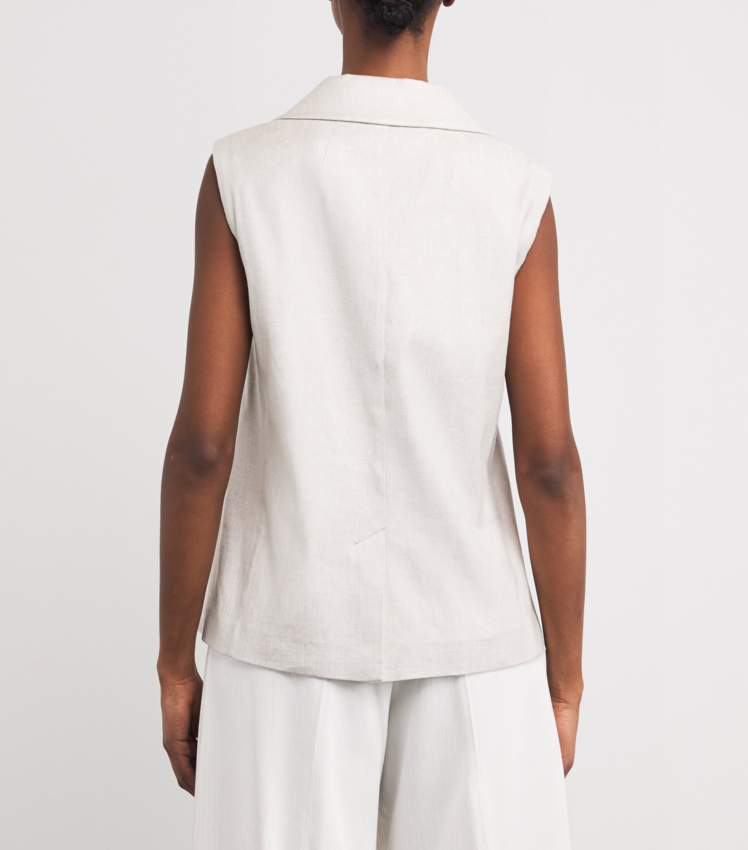 アウターその他 MAX MARA Woman Waistcoat White 2511911012600 001 Max Mara Linen-Blend Waistcoat | Harrods US