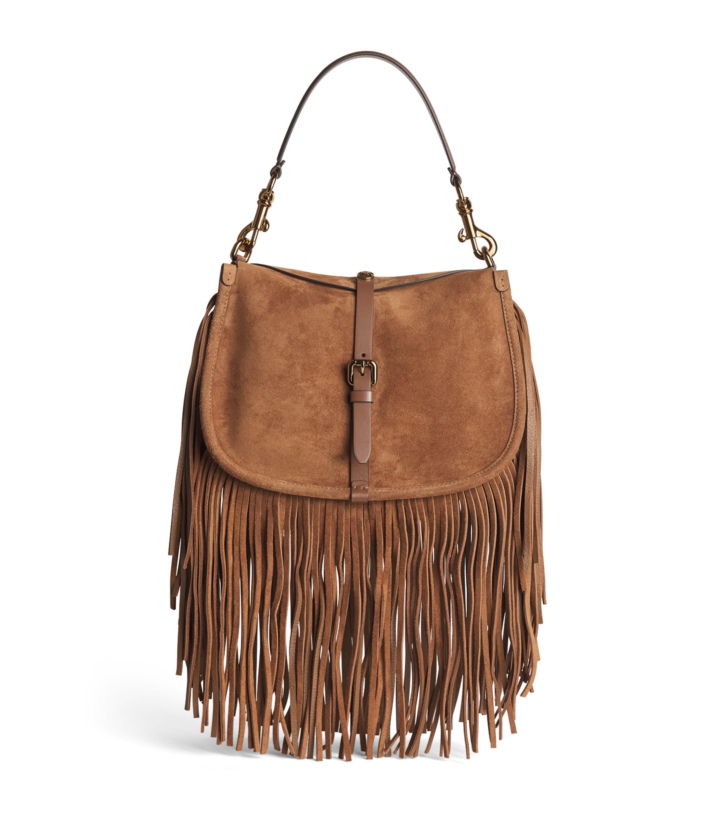 Etro Medium Suede Fringed Pony Shoulder Bag Sand Image 1