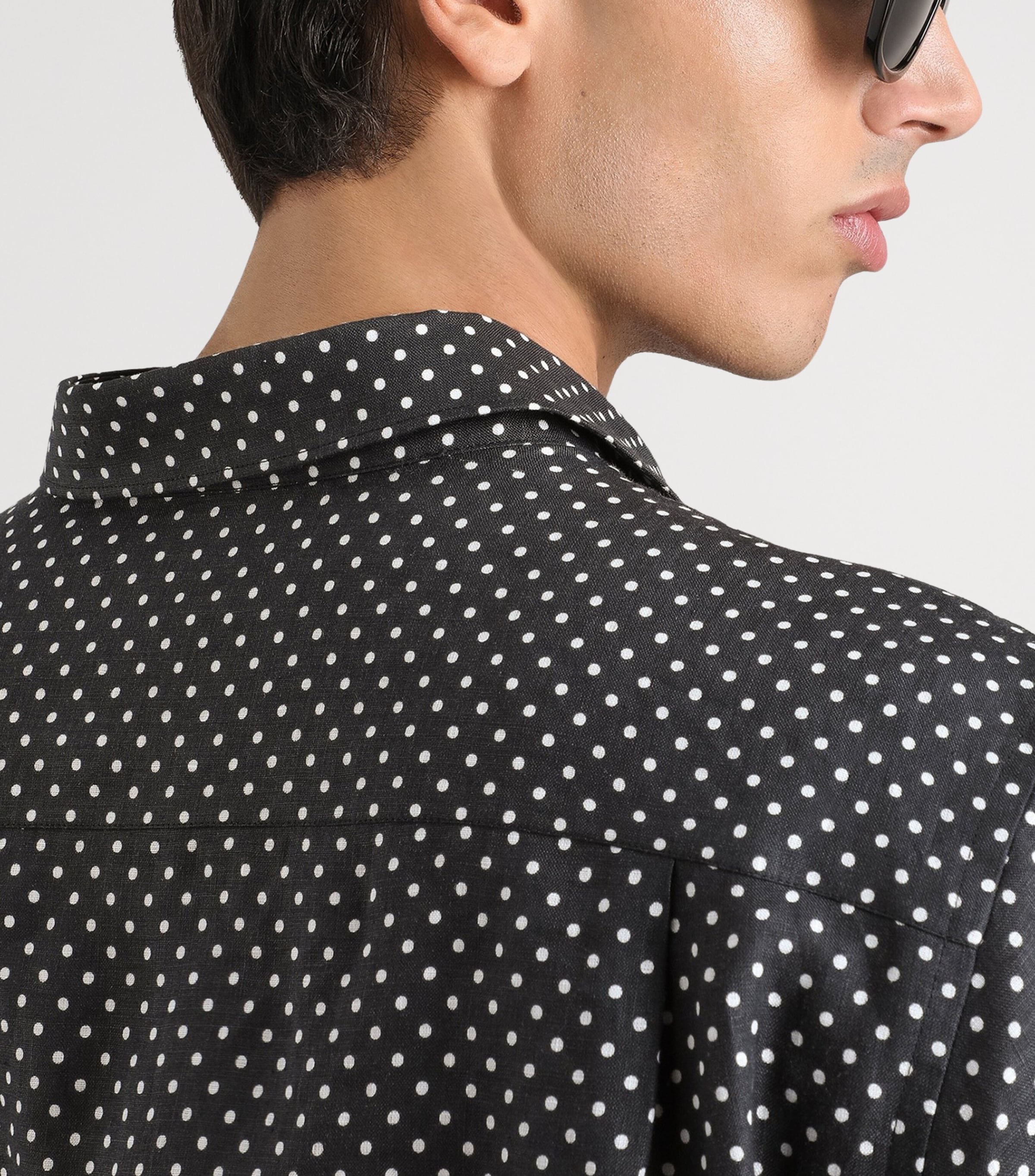 Dolce&Gabbana Mens Linen Polka Dot Asymmetric Shirt Pois Piccolo F Image 5