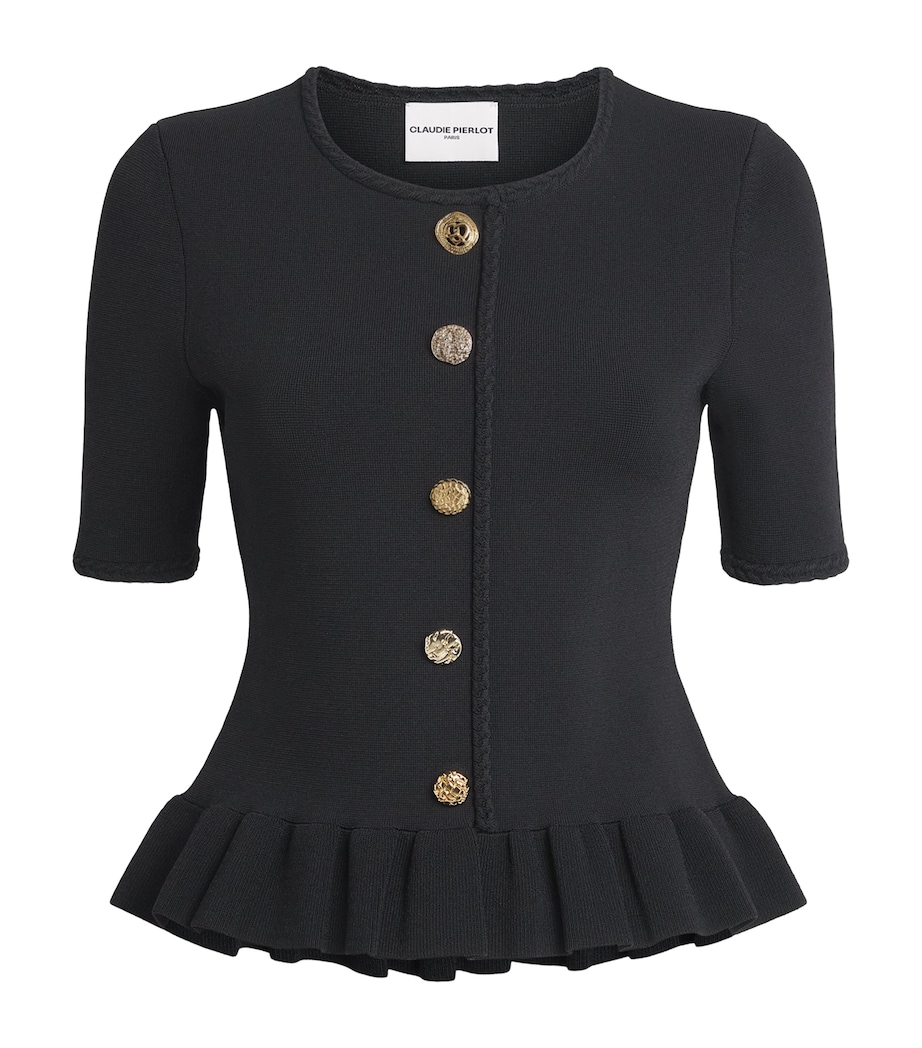 Claudie Pierlot Womens Braid-Detail Knitted Top Black Image 1