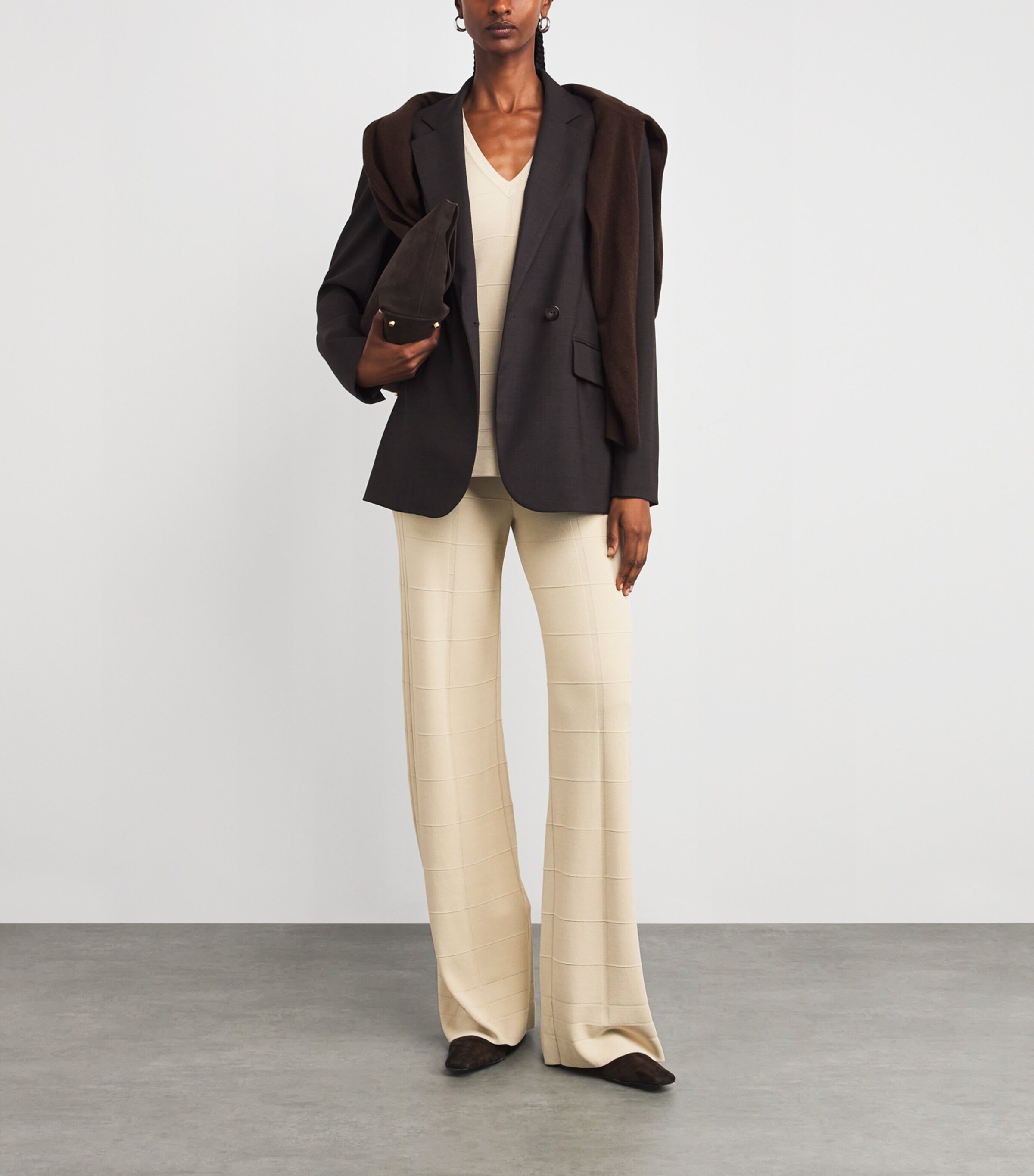 Grid Knit Straight Trousers AFFOGATO Image 2
