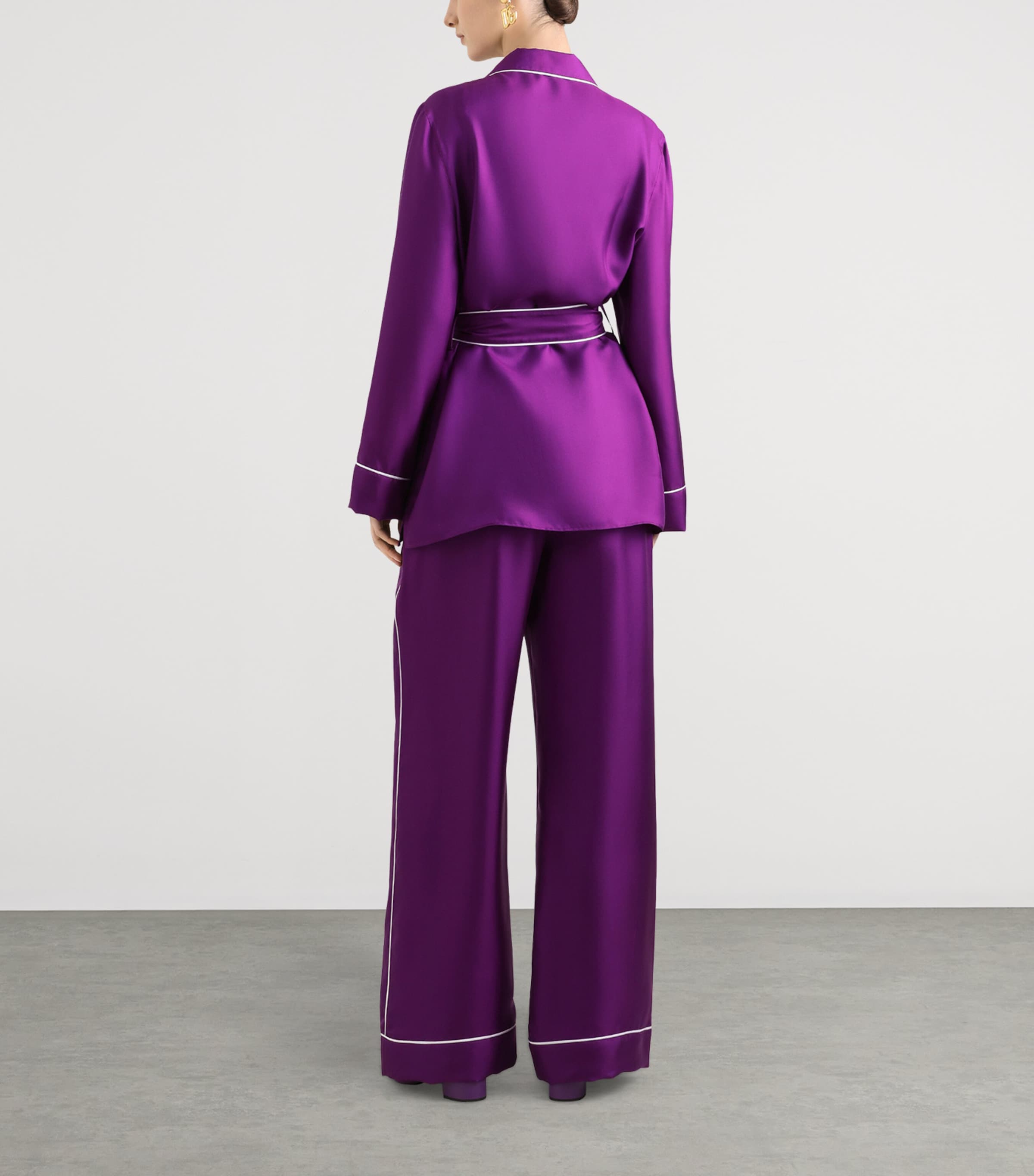 Silk Belted Shirt F0571-PURPLE Image 3