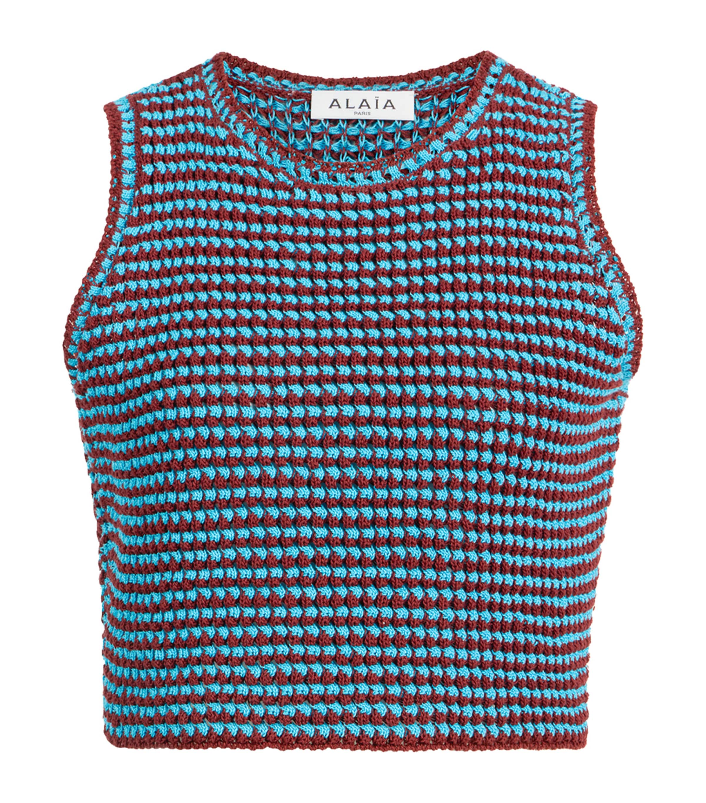 Alaïa Cotton Crochet Sweater Vest In Burgundy