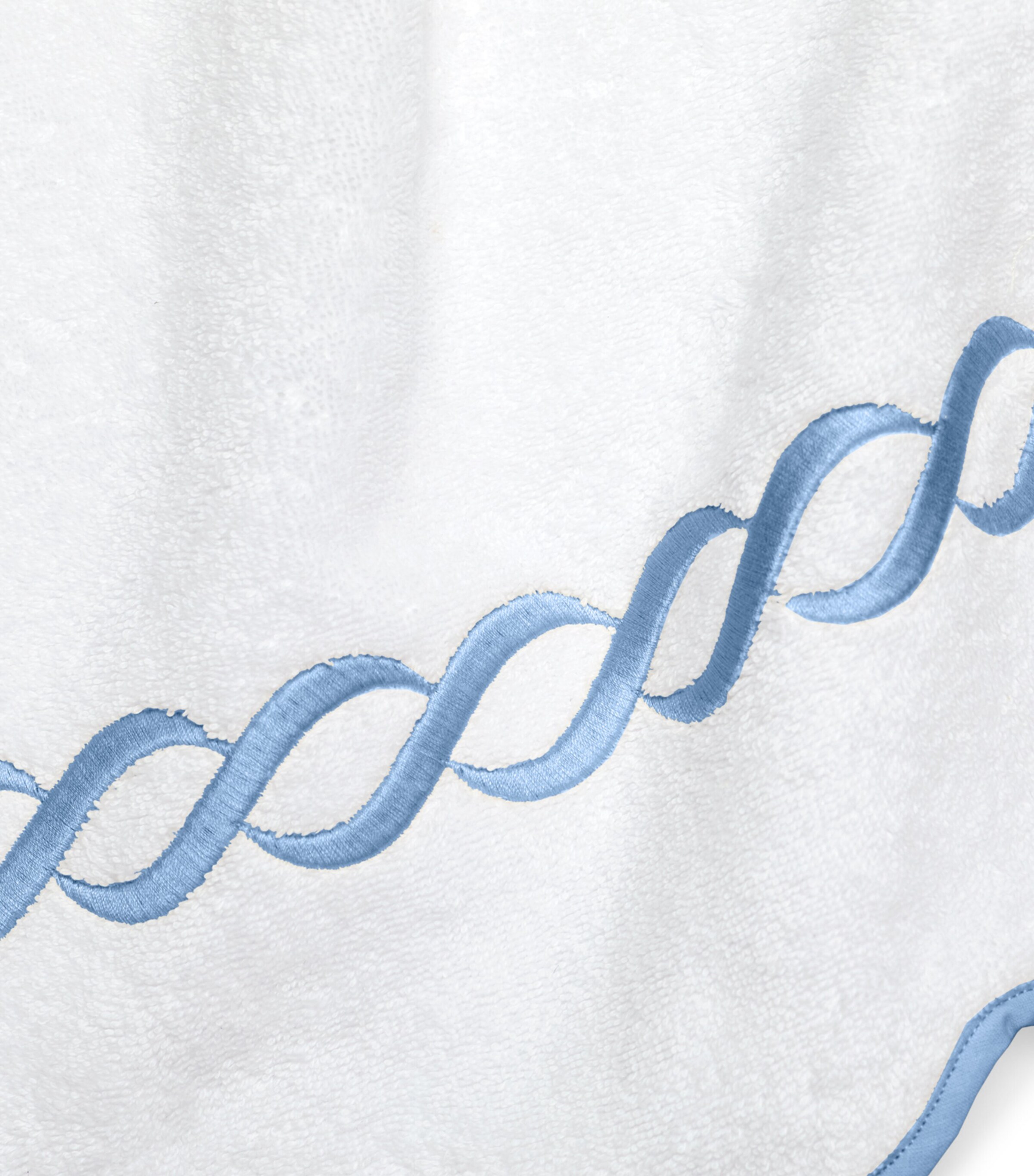 Cotton Treccia Face Cloth (30cm x 30cm) WHT/MEDIUM BLUE Image 2