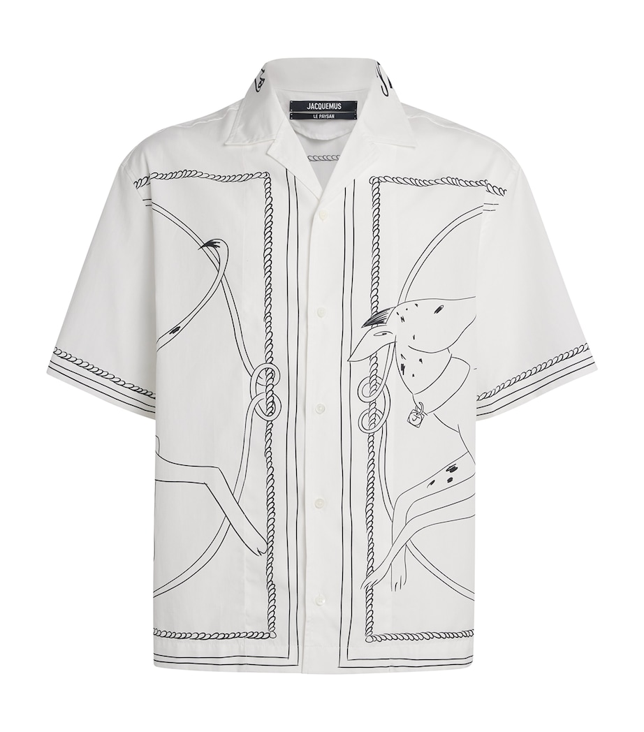 Cotton Illustration Shirt 1KT-PRINT DOG WH/BLC Image 1