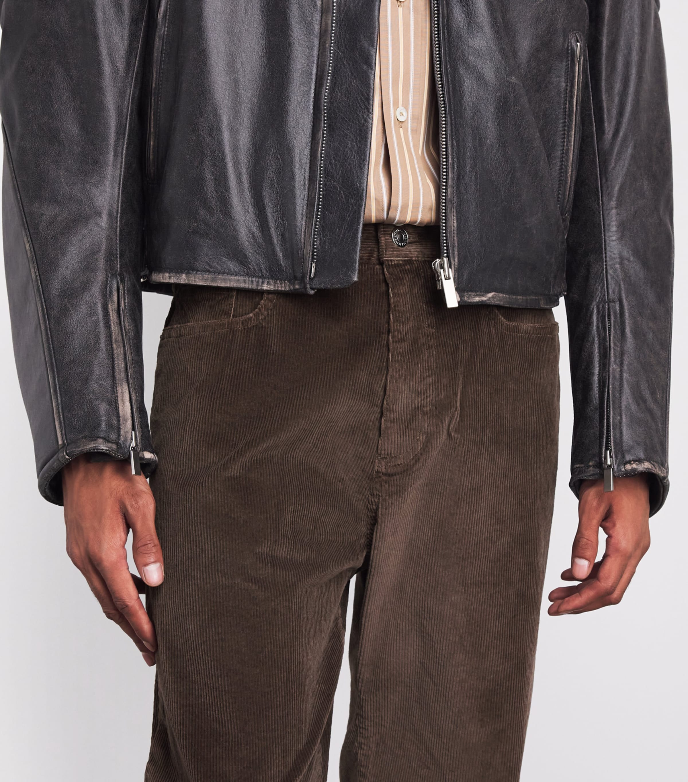 System Mens Corduroy Straight Trousers Brown Image 3
