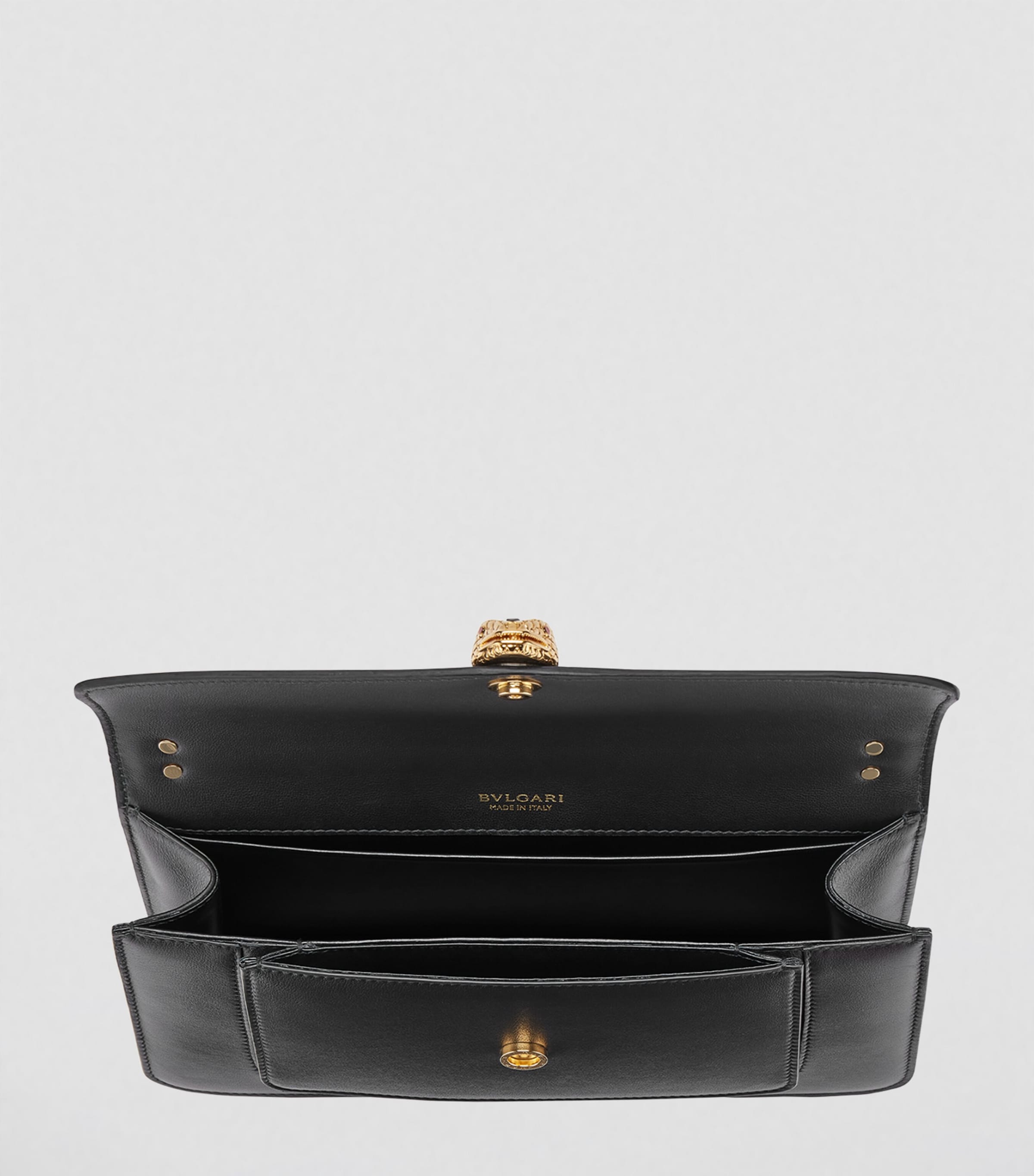 Leather Serpenti East-West Shoulder Bag BLACK Image 4