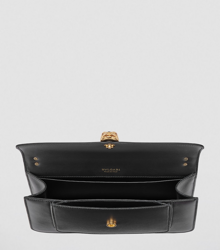 Leather Serpenti East-West Shoulder Bag BLACK Image 4