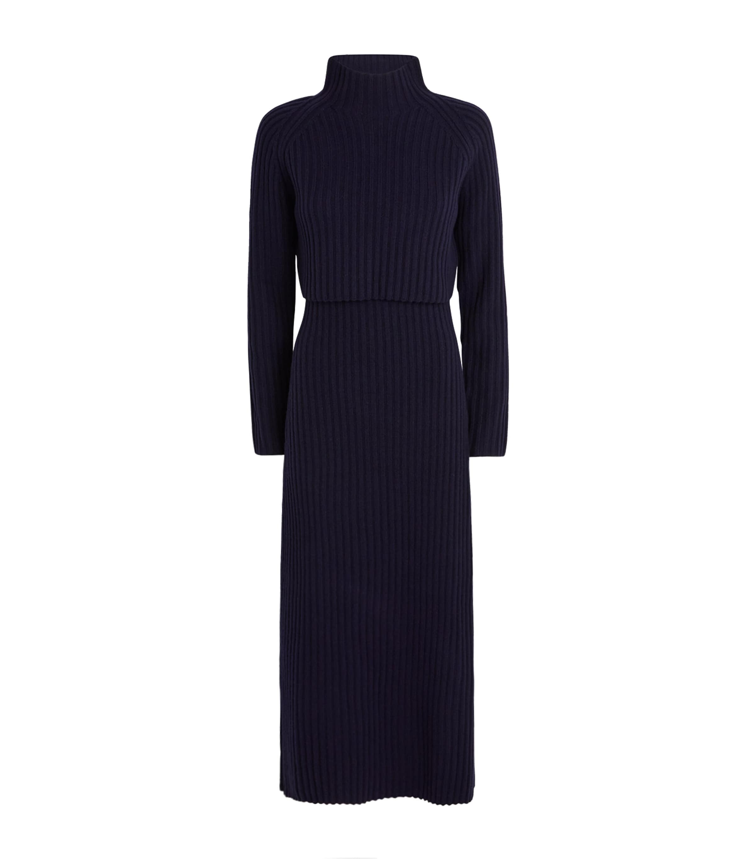 Maje Wool Ribbed Maxi Dress In Blue