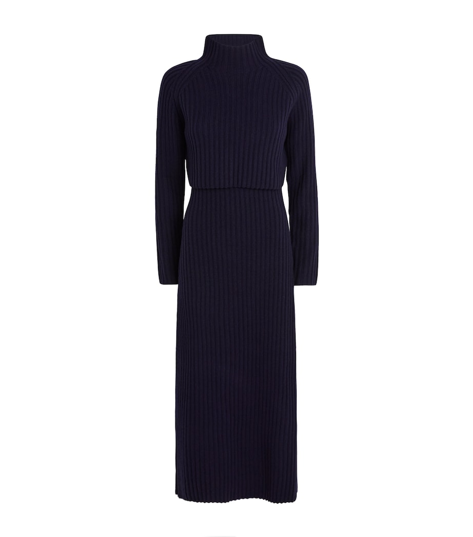 Wool Ribbed Maxi Dress NAVY Image 1