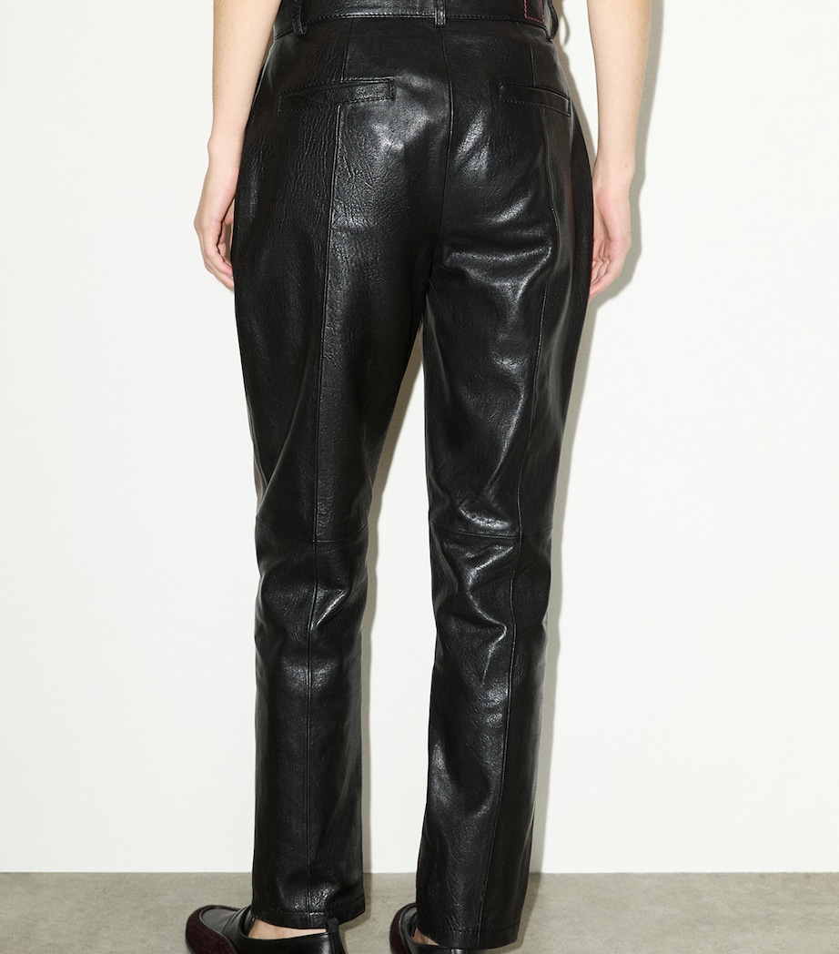 MAX&Co. Womens Leather Two-Tone Trousers Chocolate Image 3