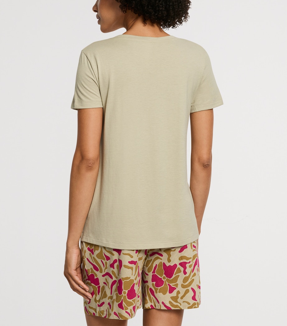 Hanro Womens Stretch-Cotton Sleep & Lounge T-Shirt Olive Stem Image 3