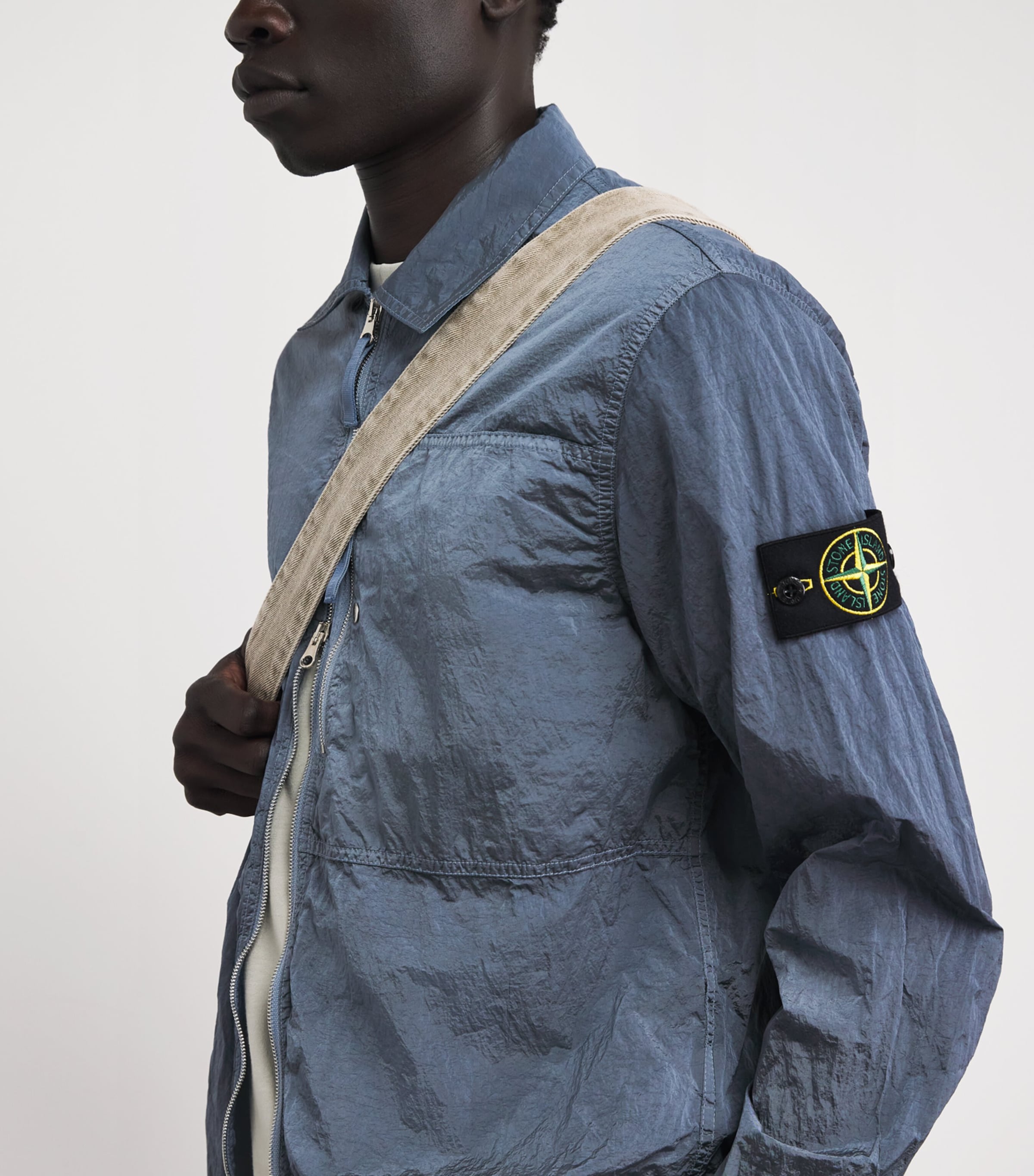 Stone Island Mens Nylon Zip-Up Overshirt Image 3