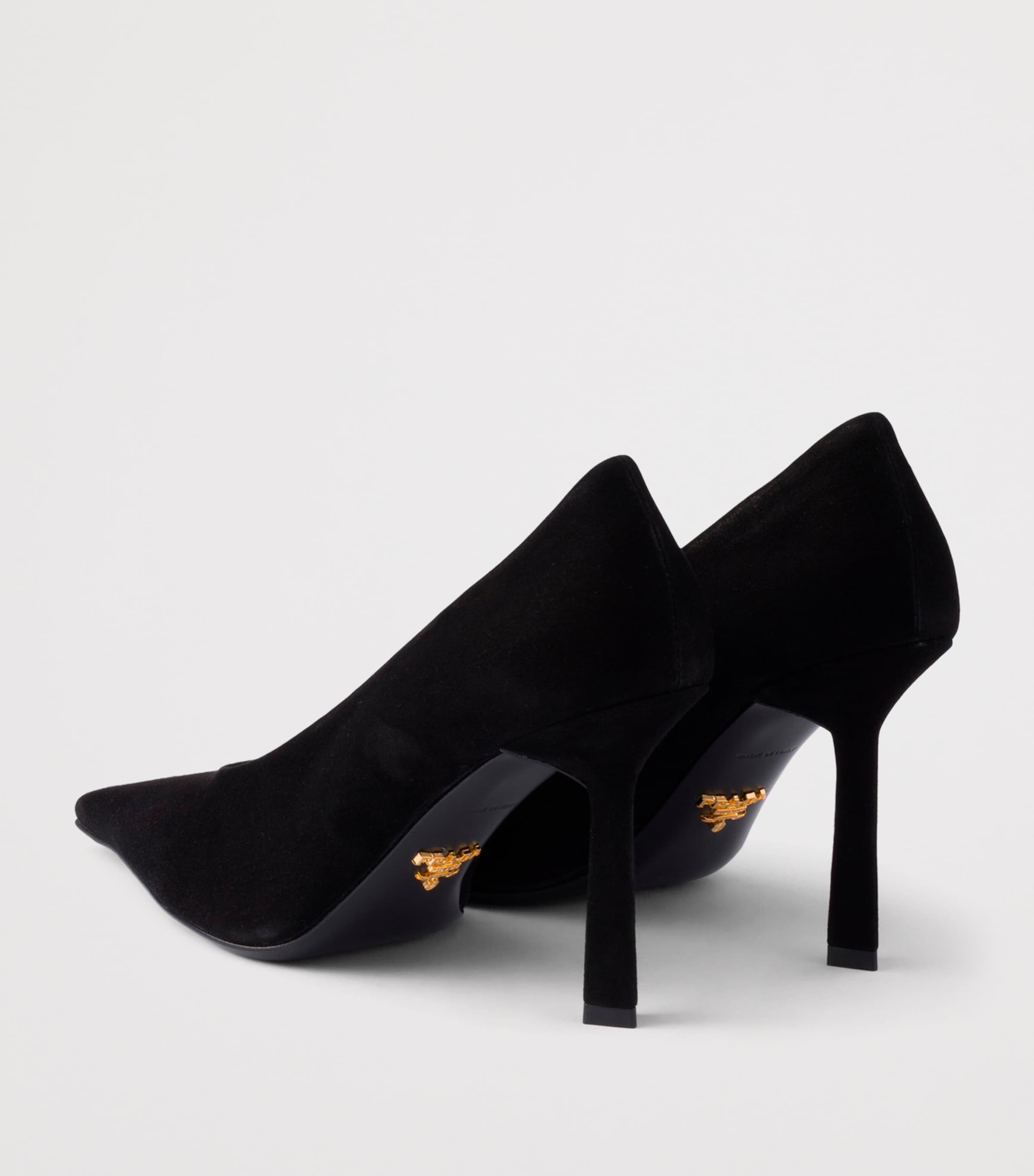 Prada Suede Logo Pumps 90 Black Image 4