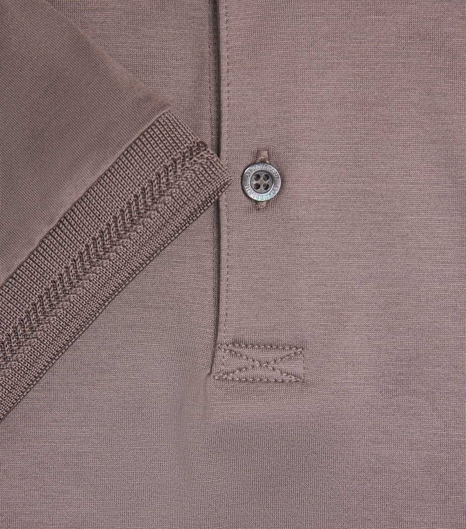 Corneliani Mens Cotton Jersey Polo Shirt Natural / Beige Image 6