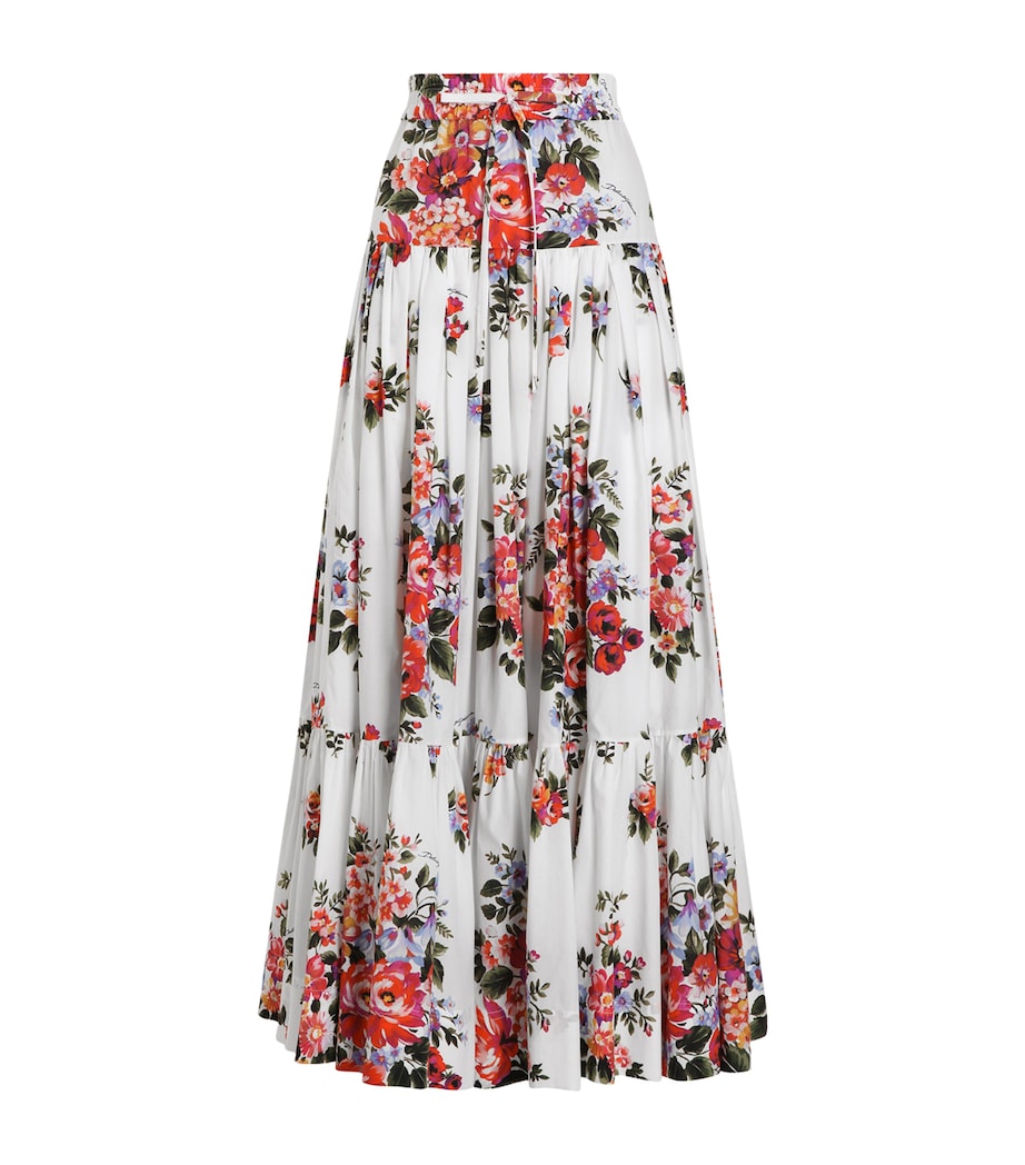 Dolce&Gabbana Womens Cotton Floral Print Maxi Skirt Mazz Image 1