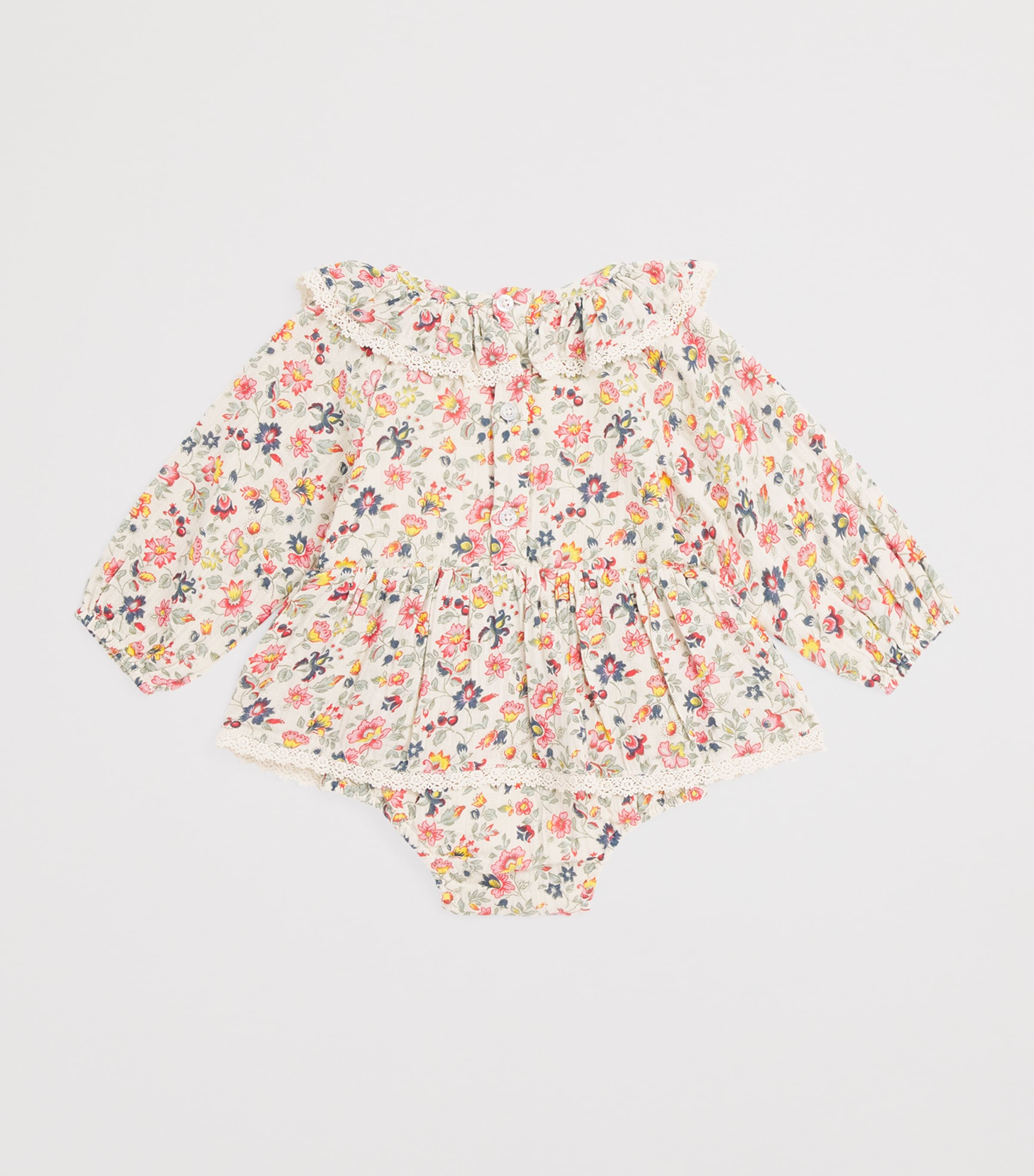 Cotton Floral Print India Bodysuit (3-24 Months) CREAM WILD FLOWERS Image 2