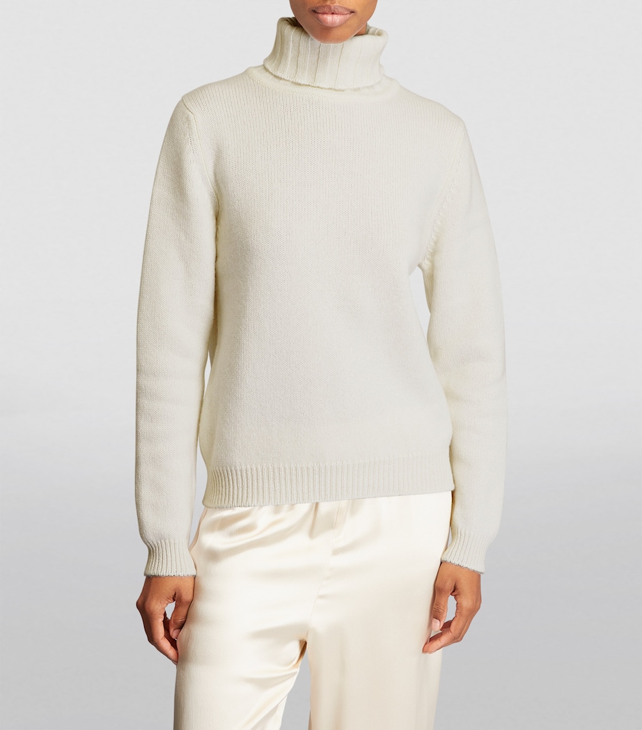 Harrods Womens Cashmere Rollneck Sweater Ivory Image 3
