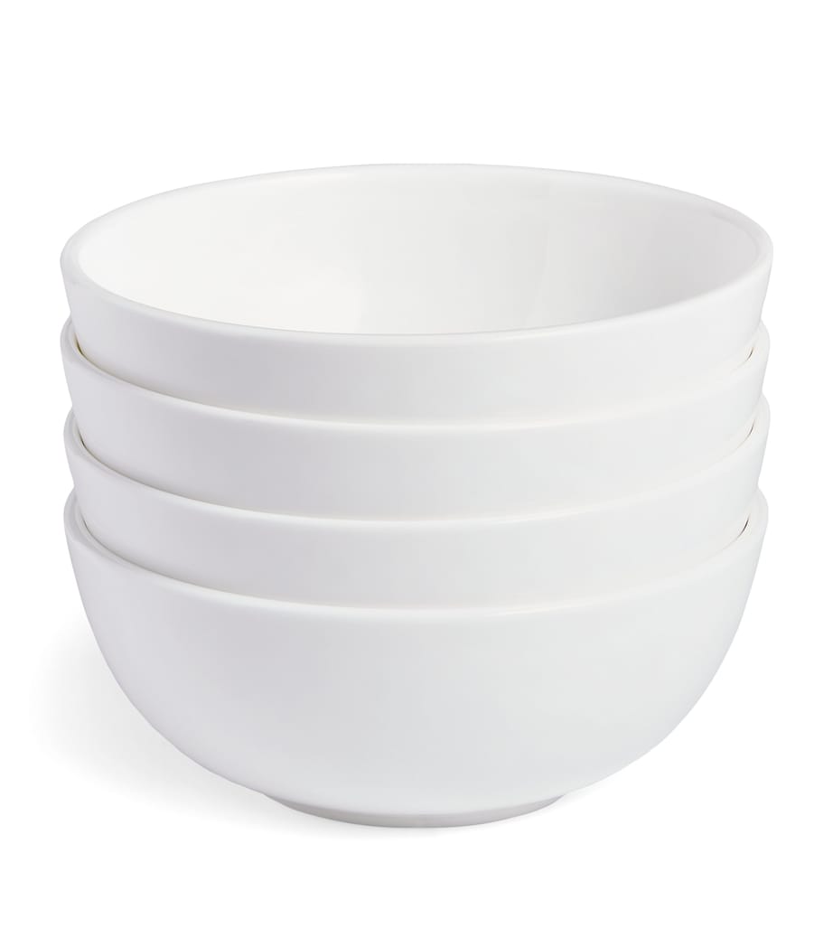 Set of 4 Bone China Bowls (16cm) WHITE Image 1