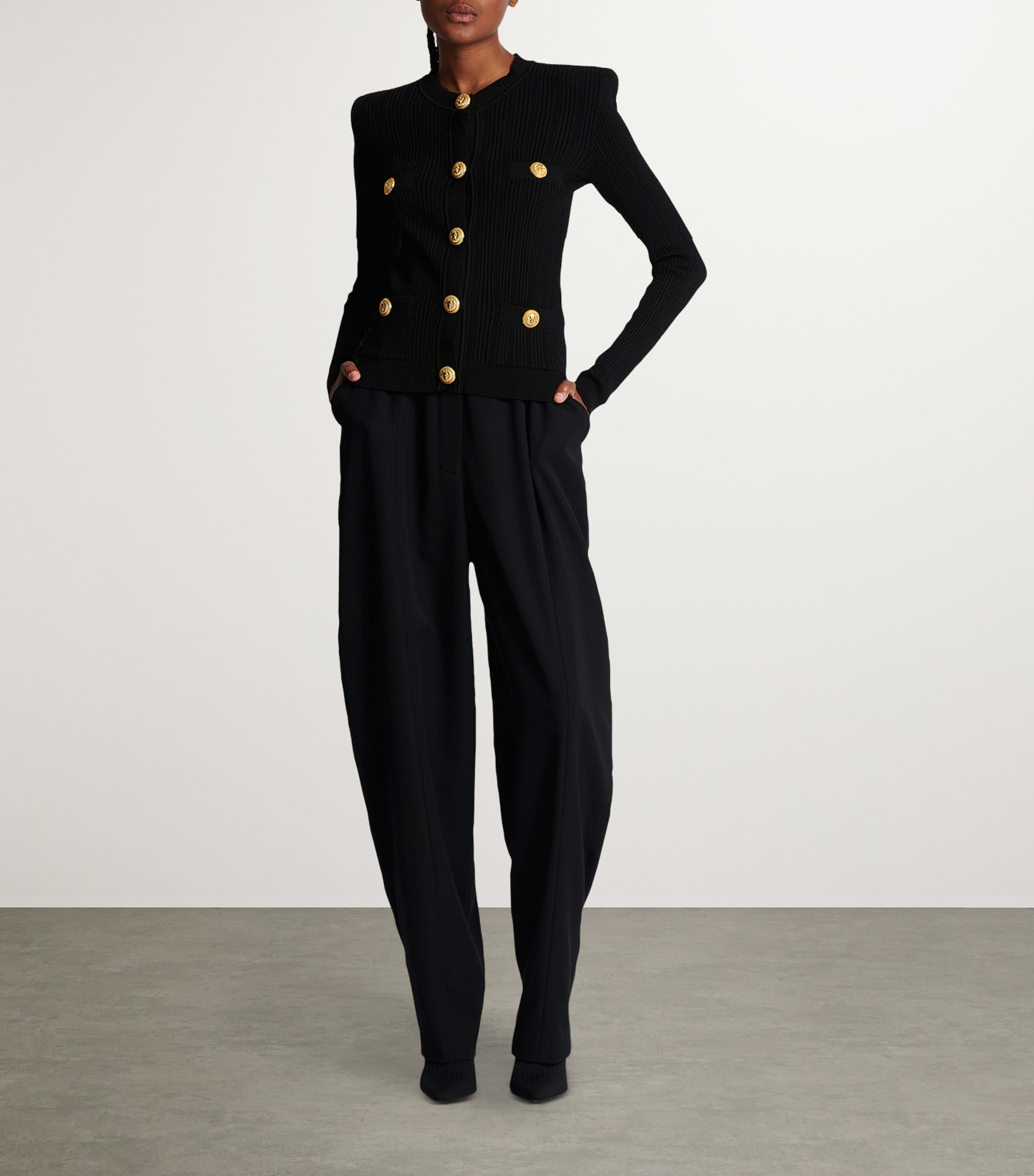 Wool-Blend Structured Cardigan 0PA NOIR Image 3