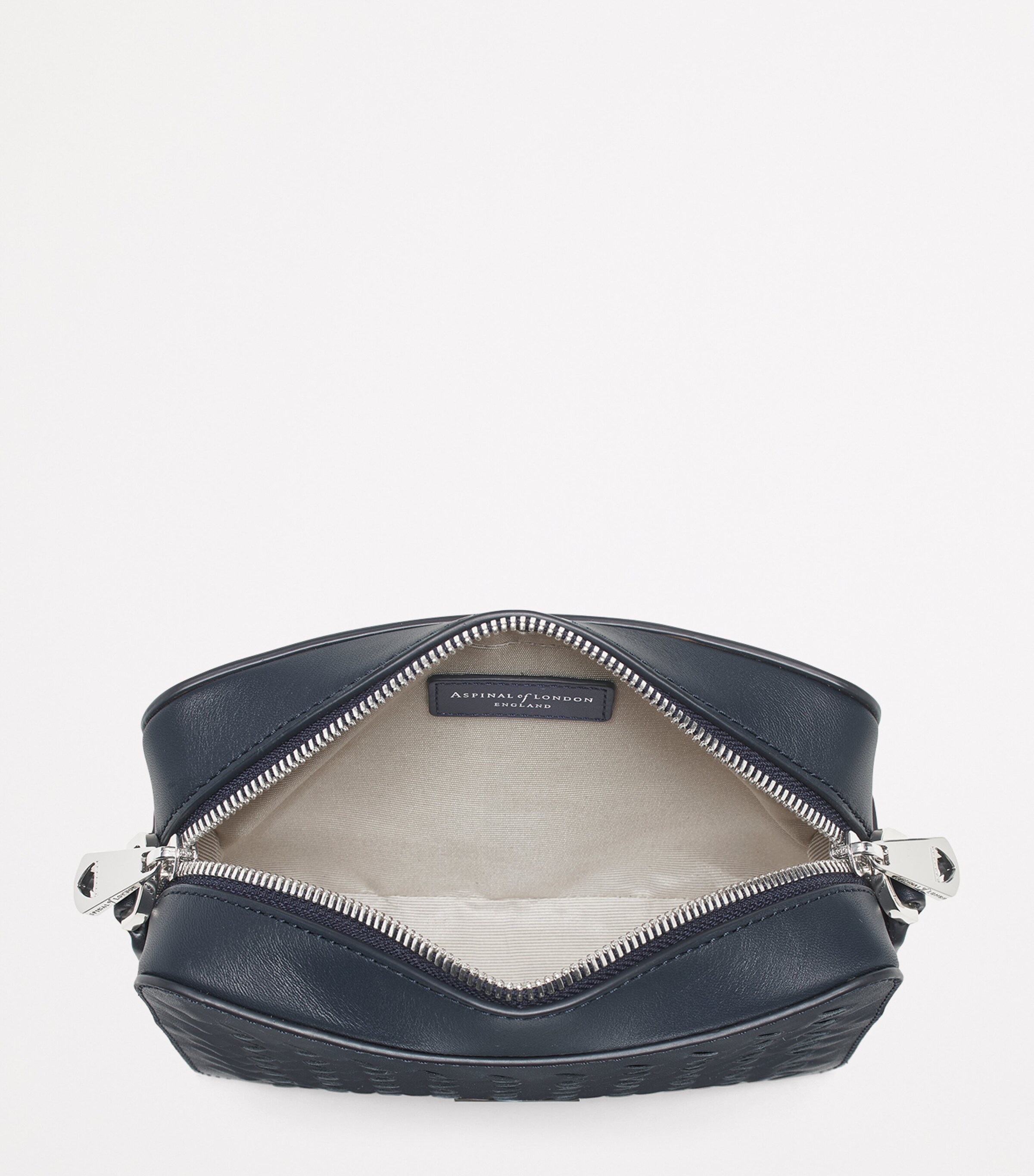 Aspinal Of London Leather Slot Weave Camera Bag Navy Image 4