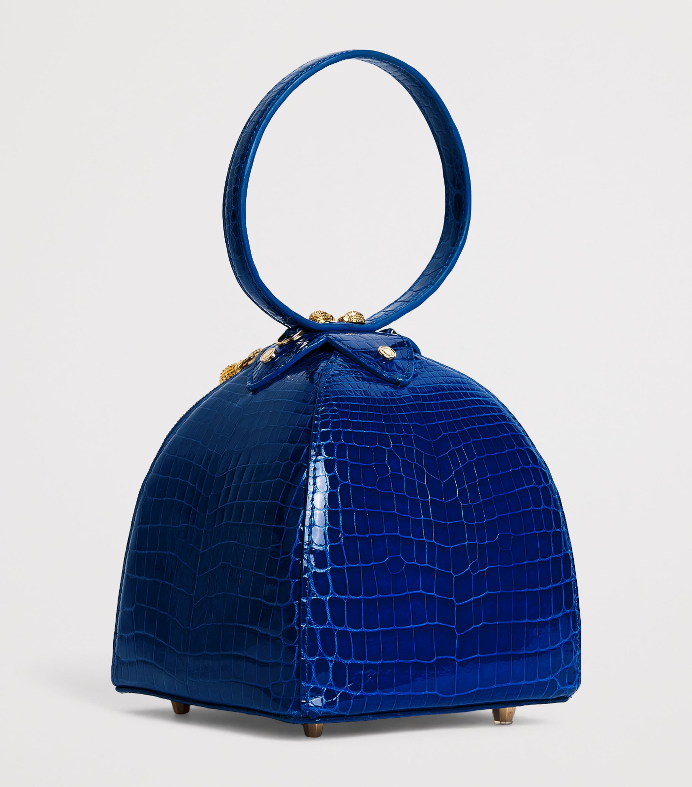 Ethan K Crocodile Leather Duchess Top-Handle Bag Electric Blue Image 3