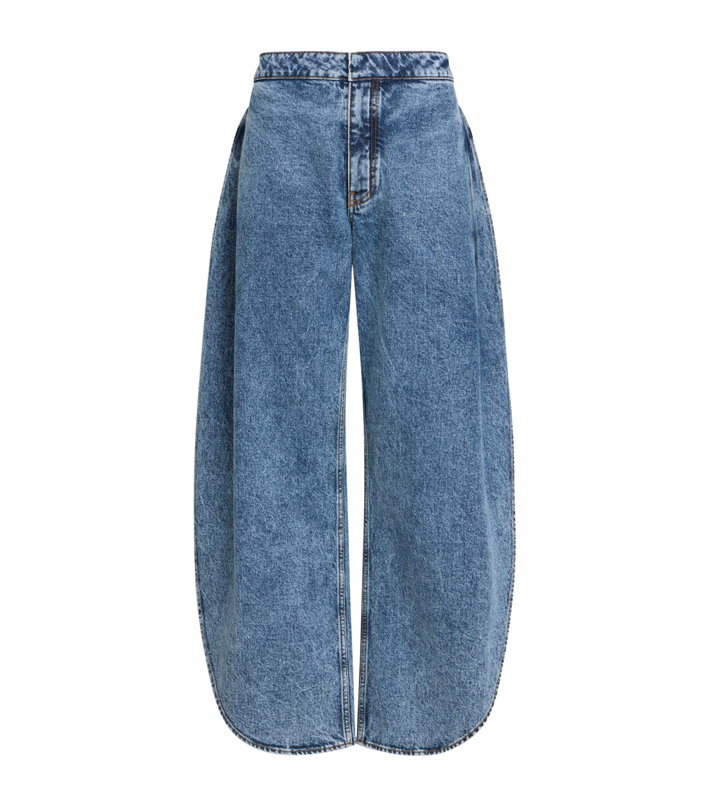 Alaïa Womens Side-Split Petal Round Jeans Bleu Neige Image 1