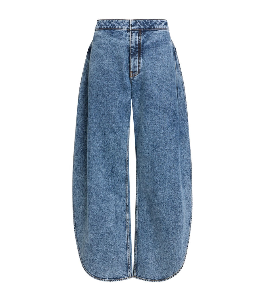 Alaïa Womens Side-Split Petal Round Jeans Bleu Neige Image 1