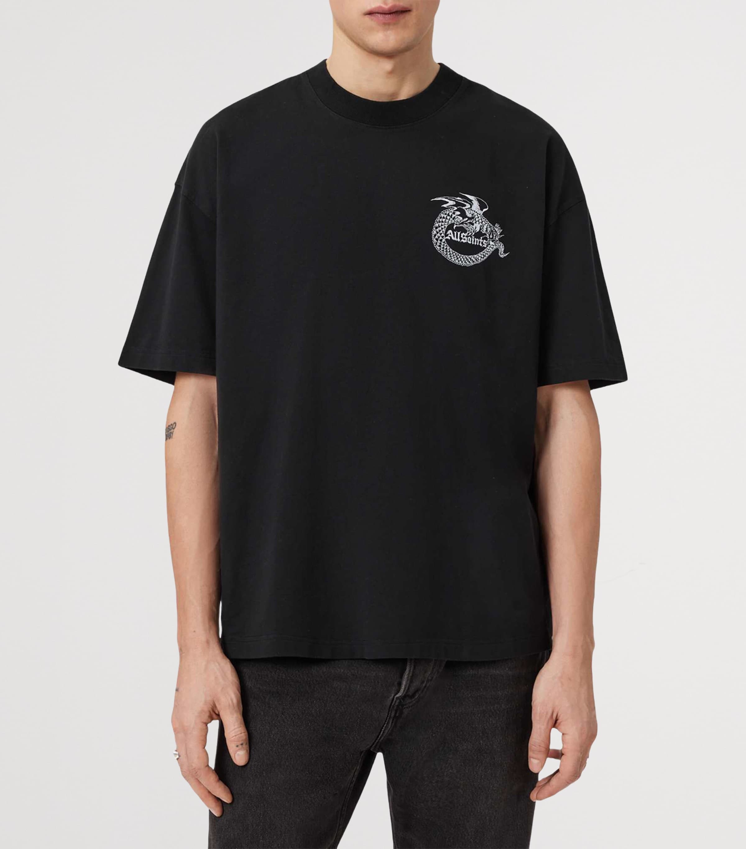 AllSaints Mens Organic Cotton Terra T-Shirt Jet Black Image 3