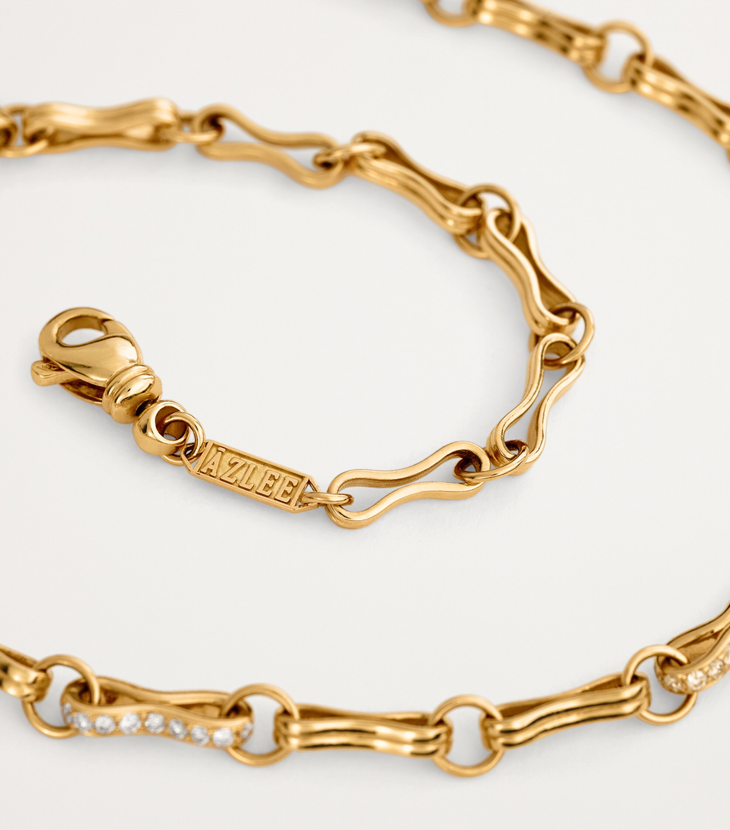 Azlee Yellow Gold Heavy Lozenge Link Chain Necklace | Harrods US