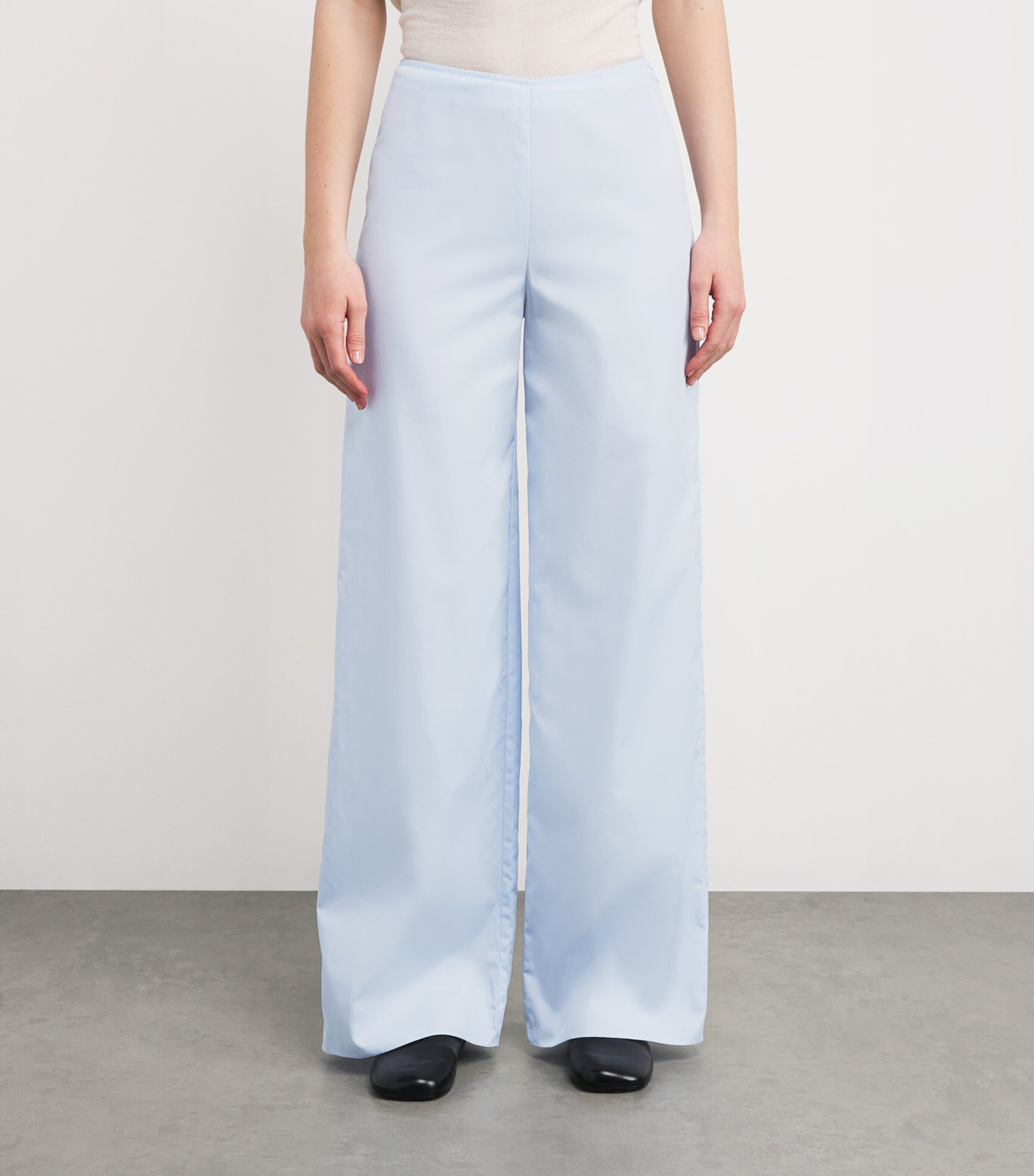 Liberowe Womens Cotton Poplin Pajama Trousers Pale Blue Image 3