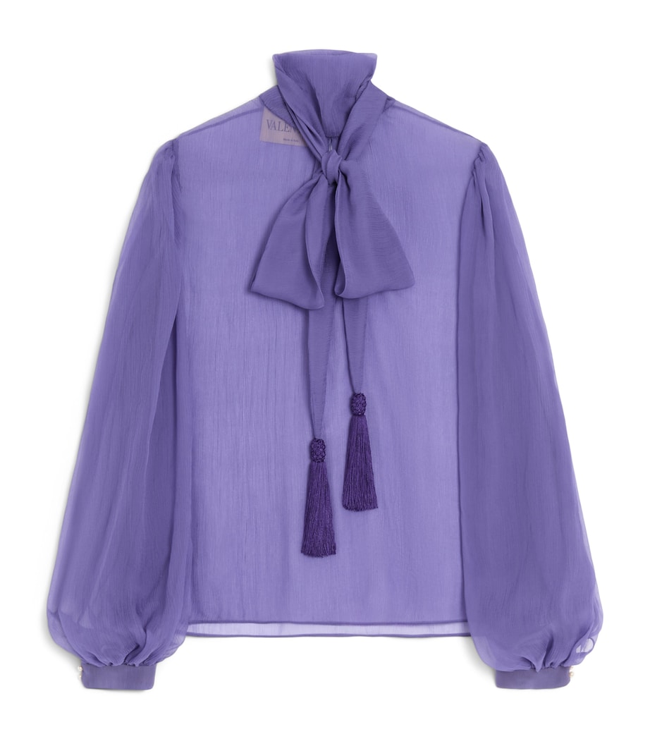 Silk Tie-Neck Shirt AE8 Image 1