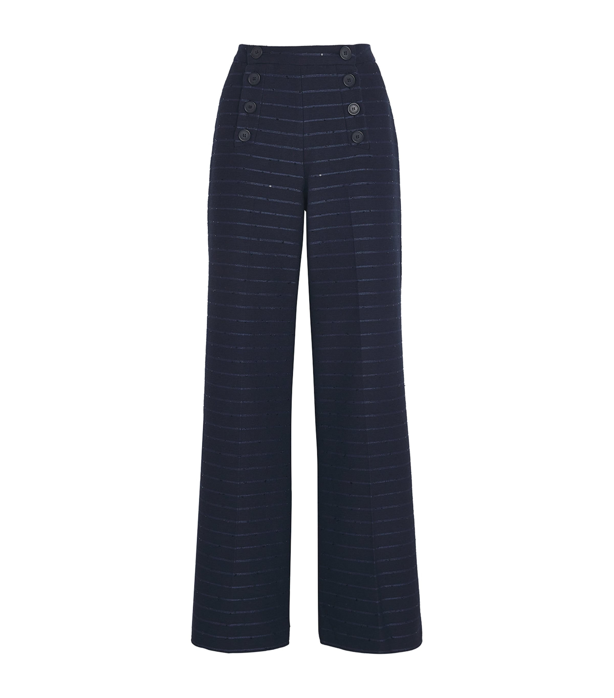 Claudie Pierlot Cotton-blend Striped Trousers In Blue