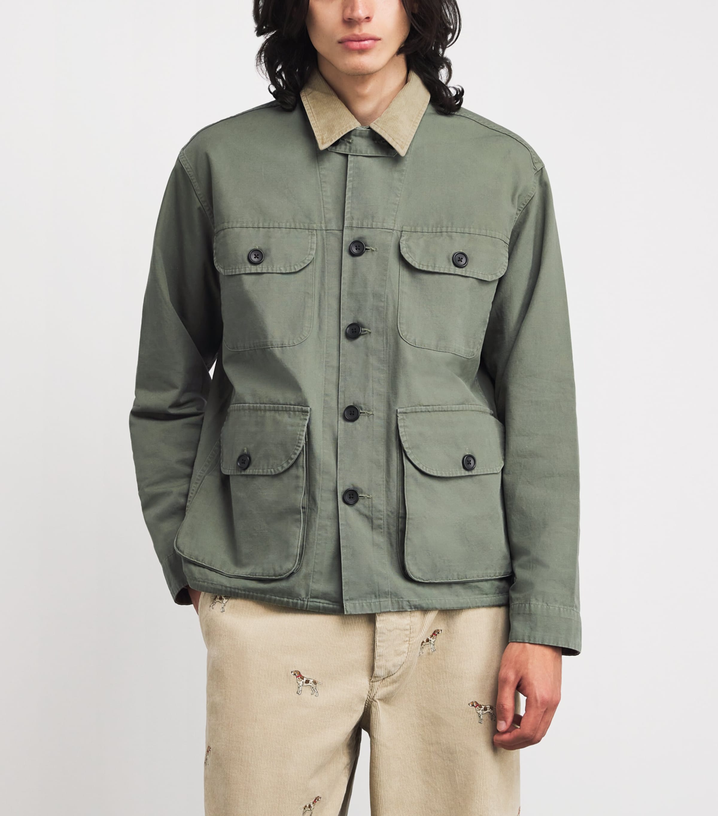 Cotton Canvas Overshirt GREEN Image 3
