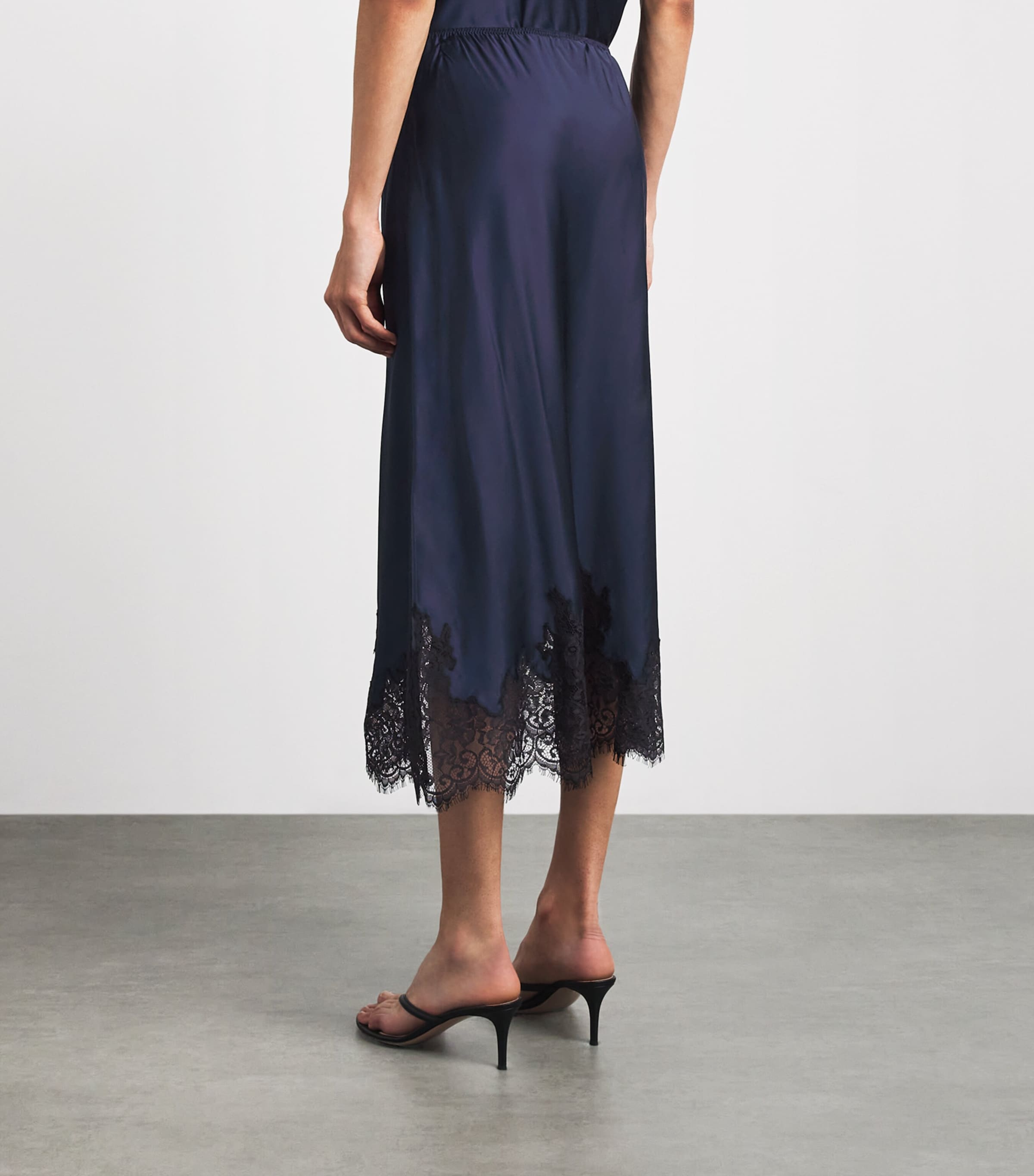 PAIGE Womens Satin Kelso Midi Skirt Navy Image 5
