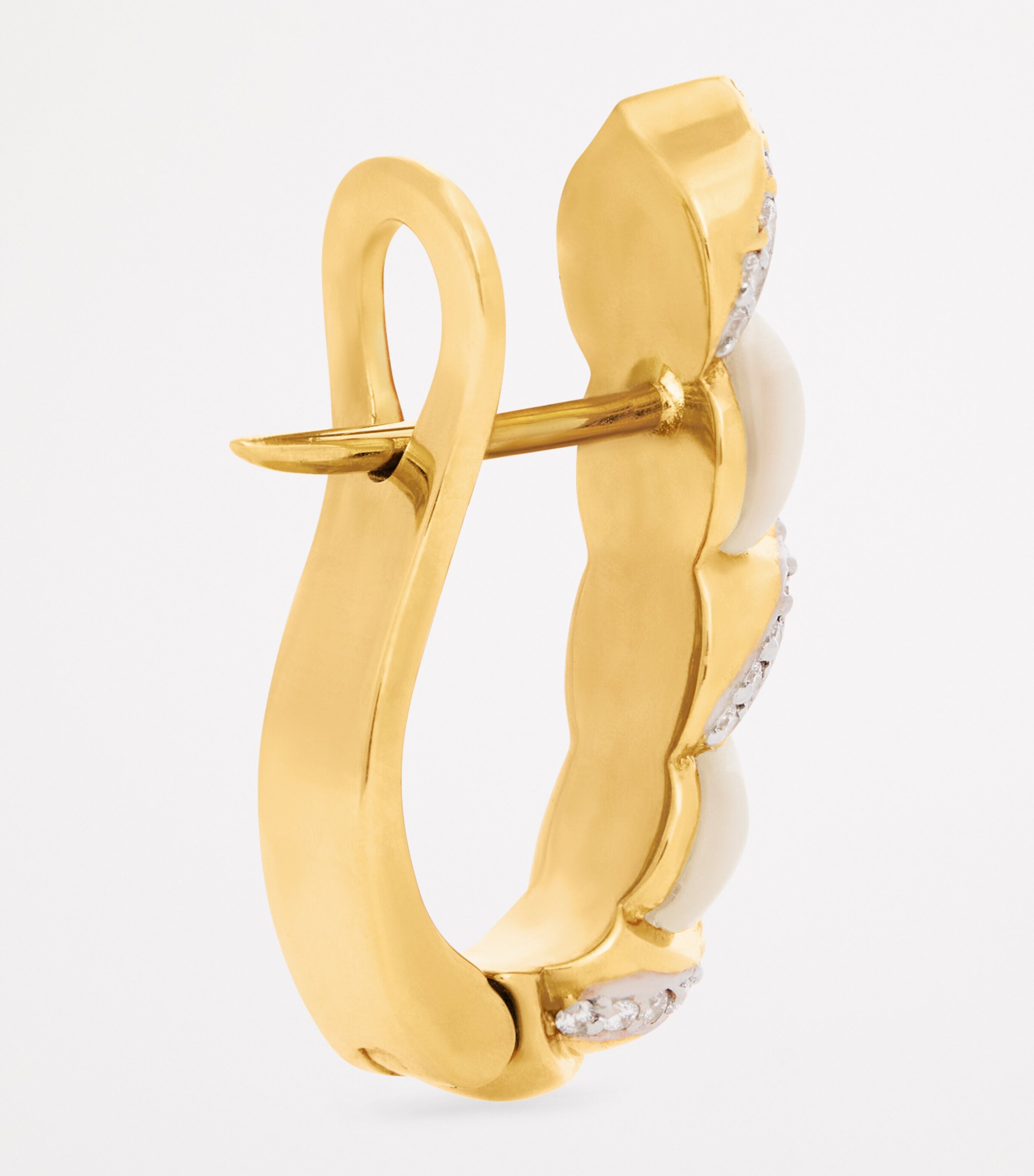 Nadine Aysoy Yellow Gold, Diamond and Mother-of-Pearl Cobra U-Shaped Hoop Earrings Yellow Gold Image 4