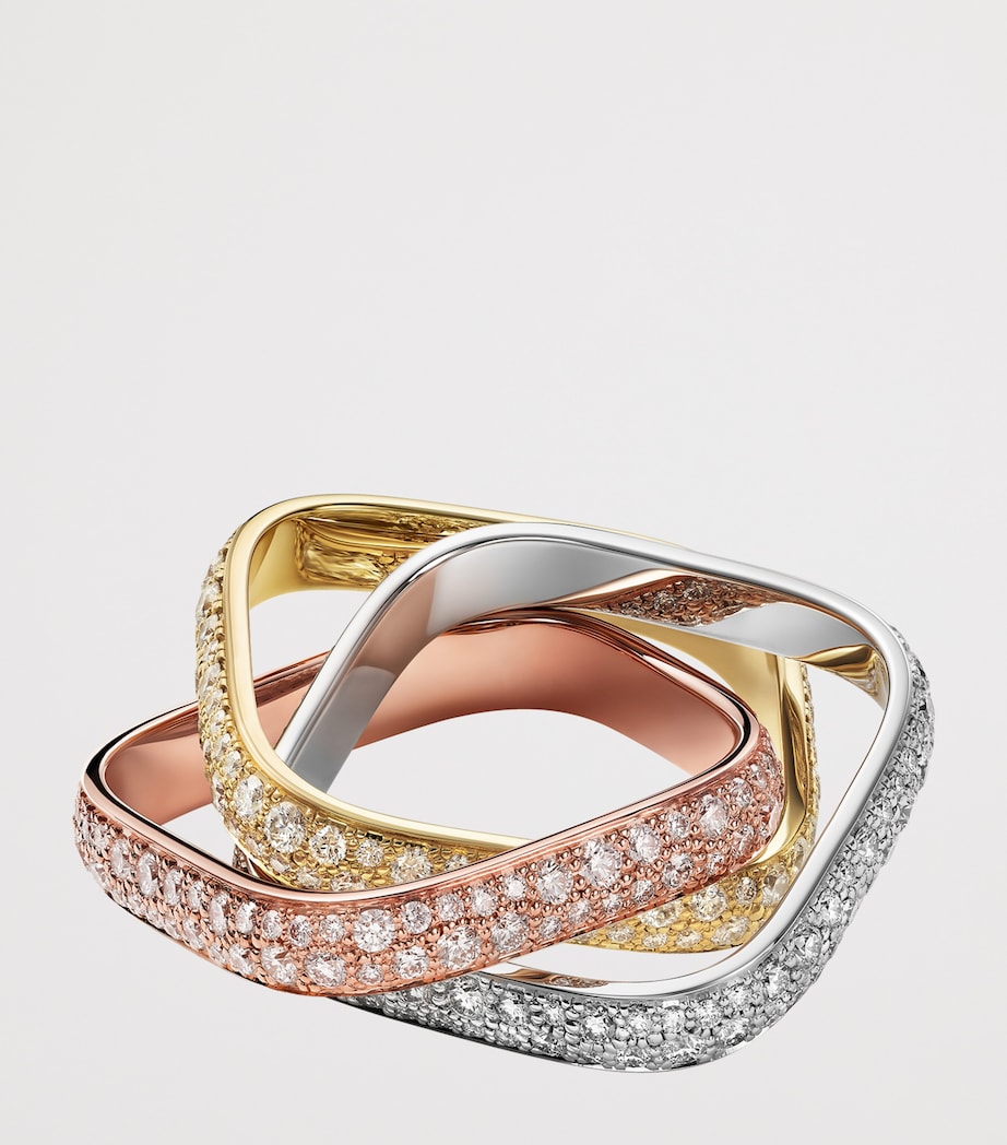 Mixed Gold and Diamond Classic Trinity Cushion Ring YLLW/ROSE/WHITE GOLD Image 4