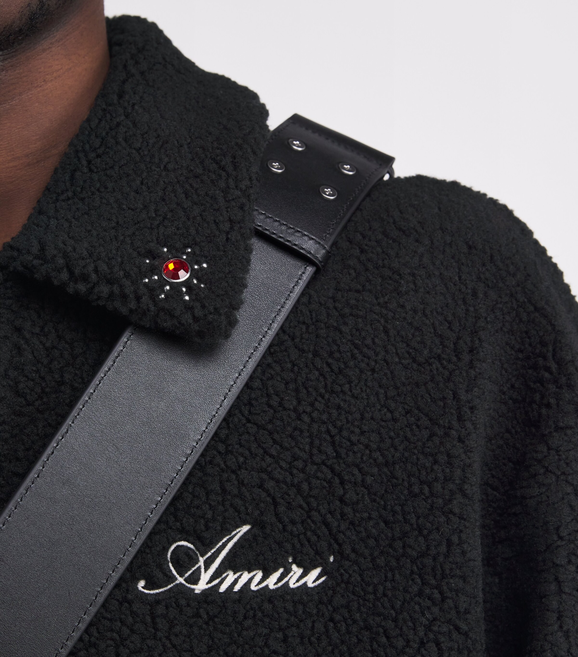 Fleece Studded Bones Overshirt BLACK Image 6