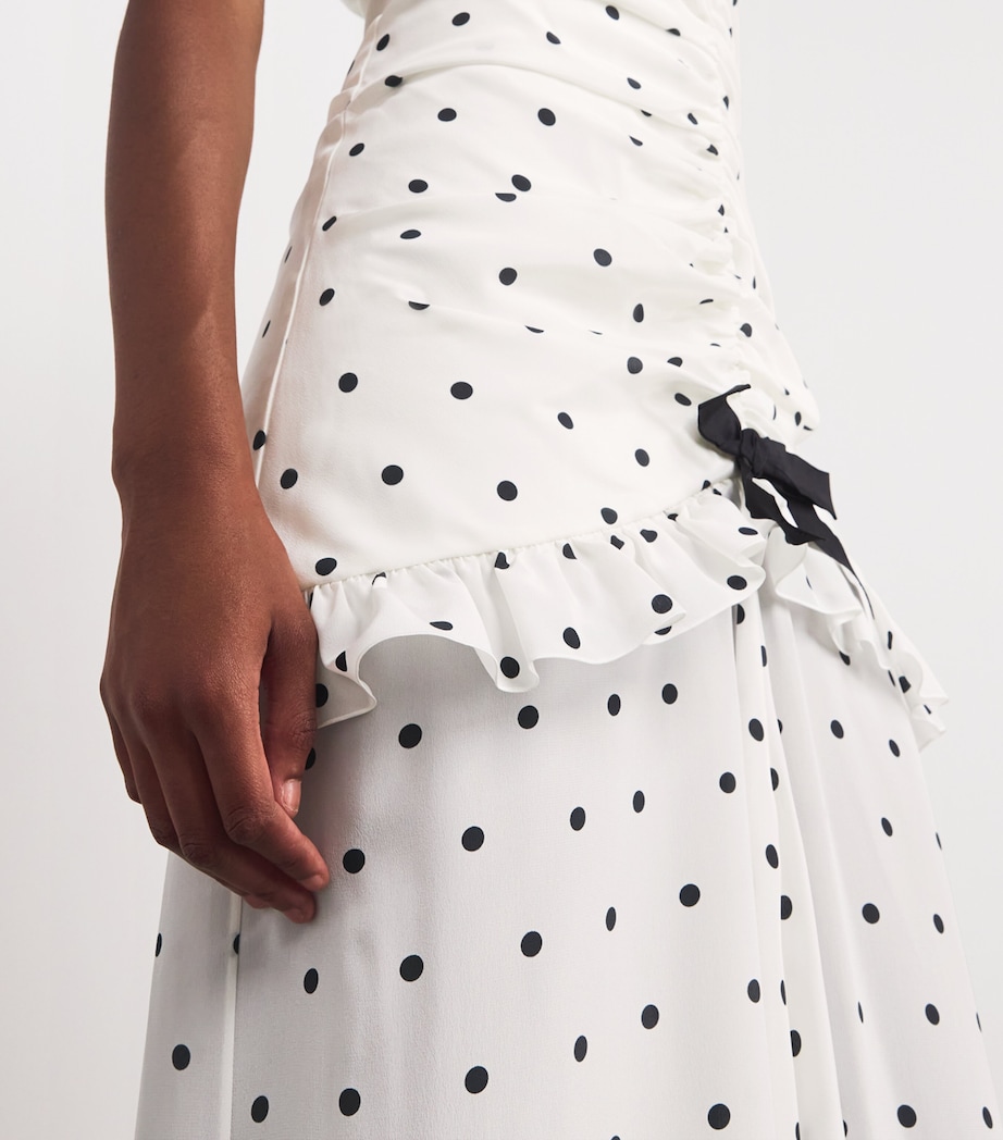 Silk Polka Dot Maxi Dress 0822 WHITE-NAVY BLUE Image 4