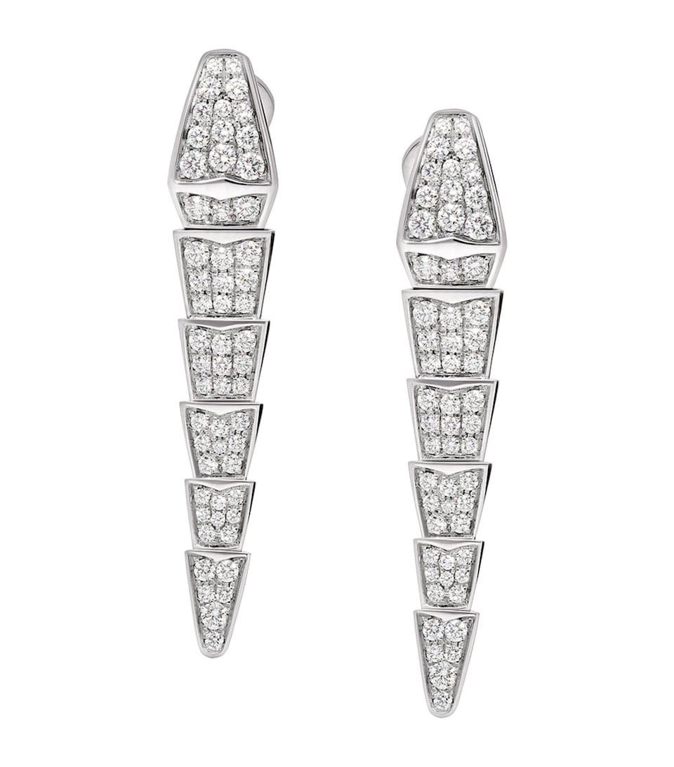 White Gold and Diamond Serpenti Viper Drop Earrings