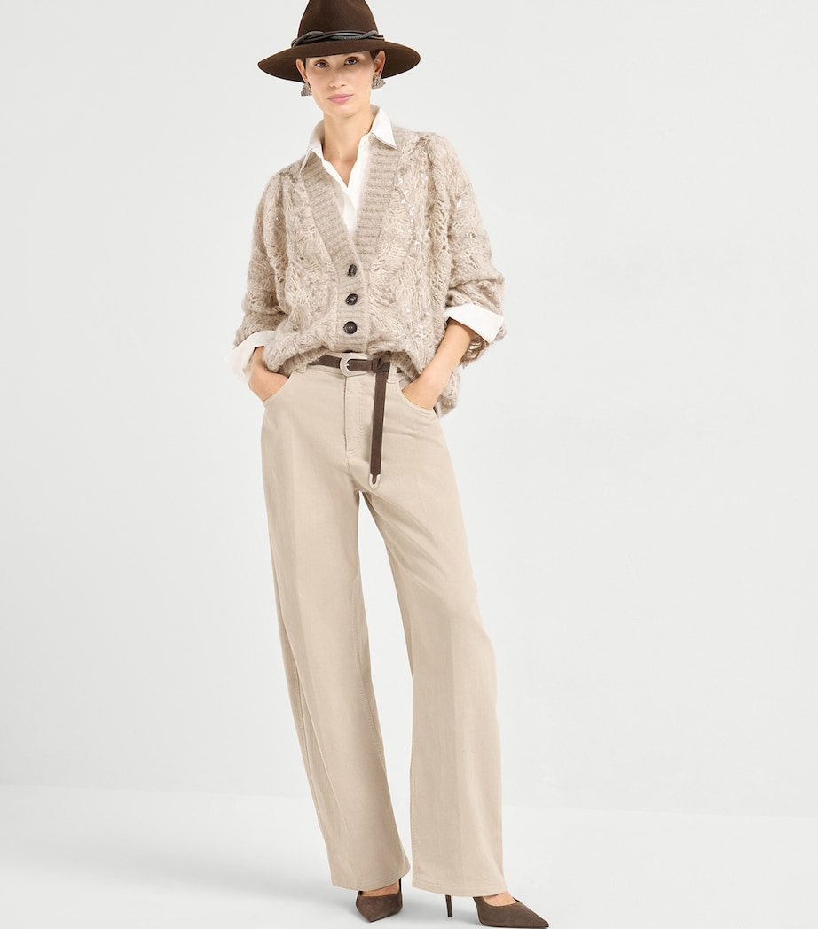 Mohair-Wool-Blend Embroidered Frosty Cardigan CZD64 Image 4