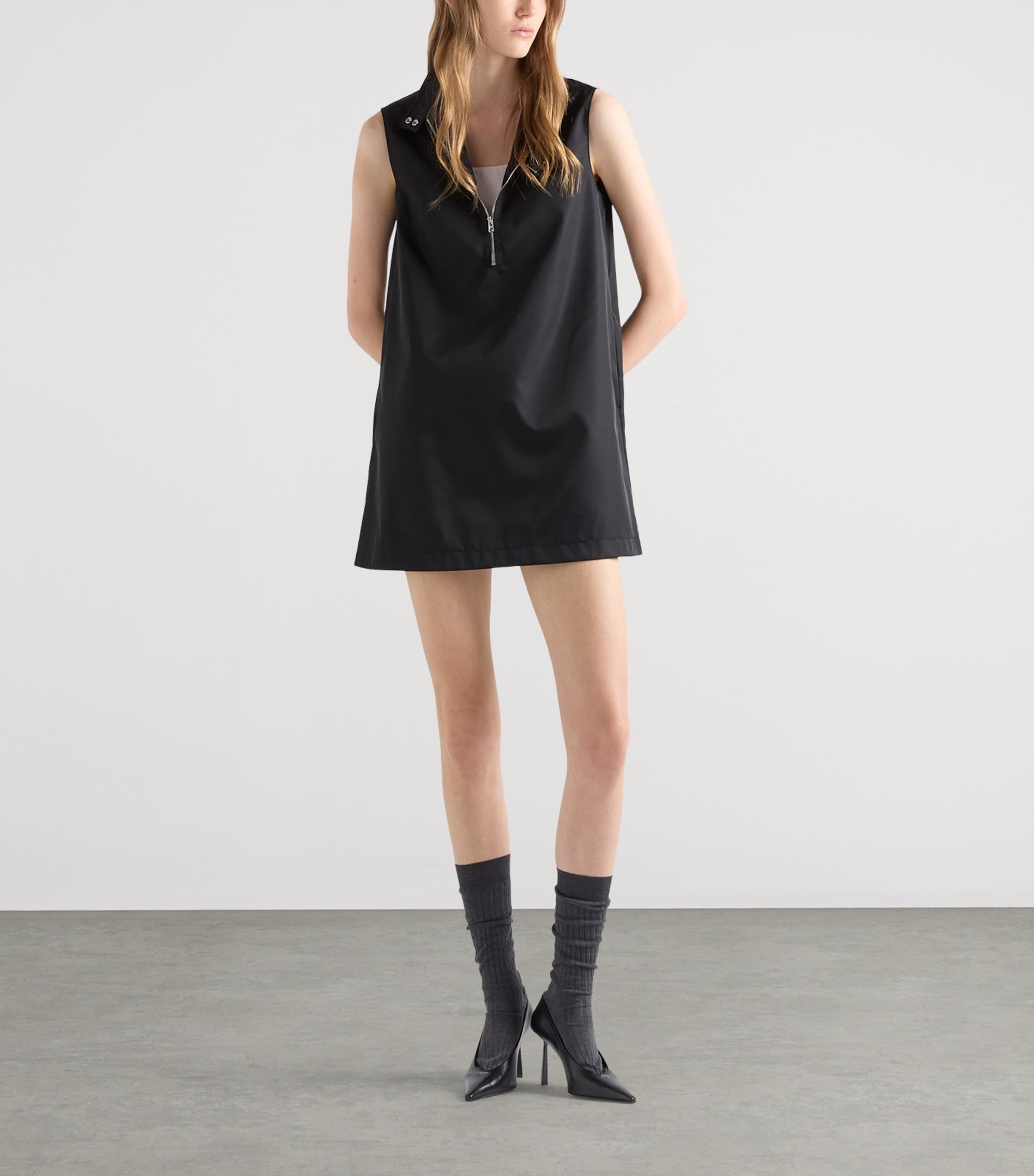 Prada Womens Re-Nylon Sleeveless Mini Dress Black Image 2