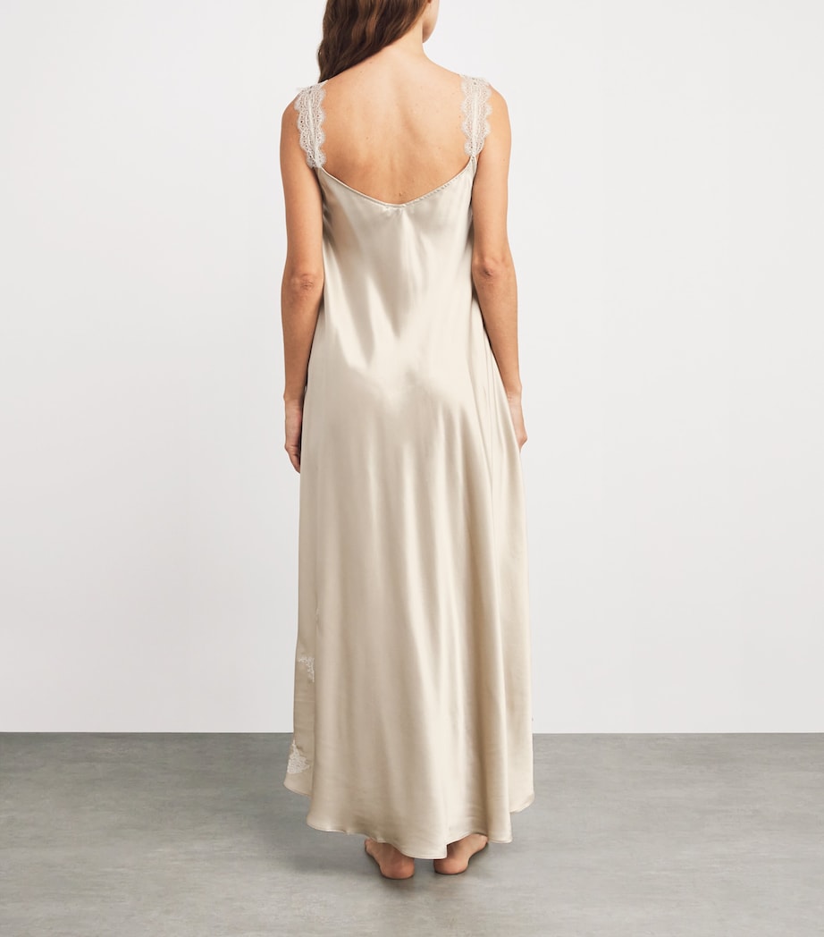 Silk Lace Patsy Nightdress OYSTER/WHITE Image 3