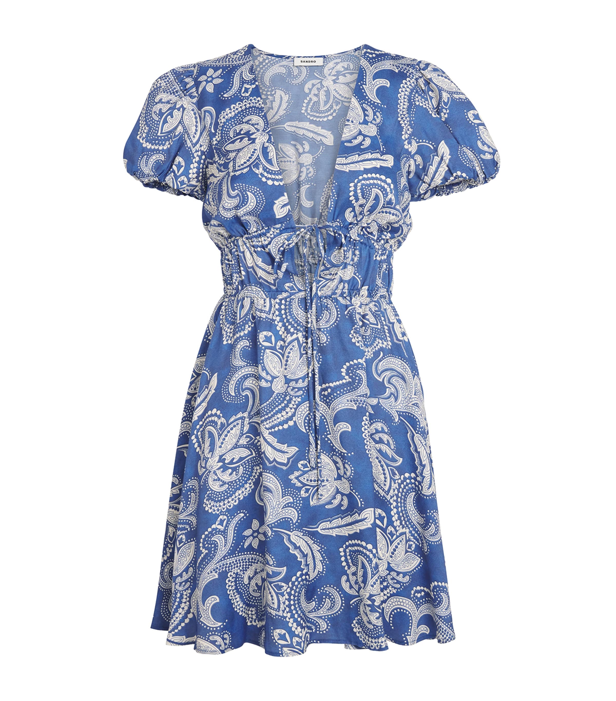 Sandro Paris Womens Floral Mini Dress Blue / Ecru Image 1