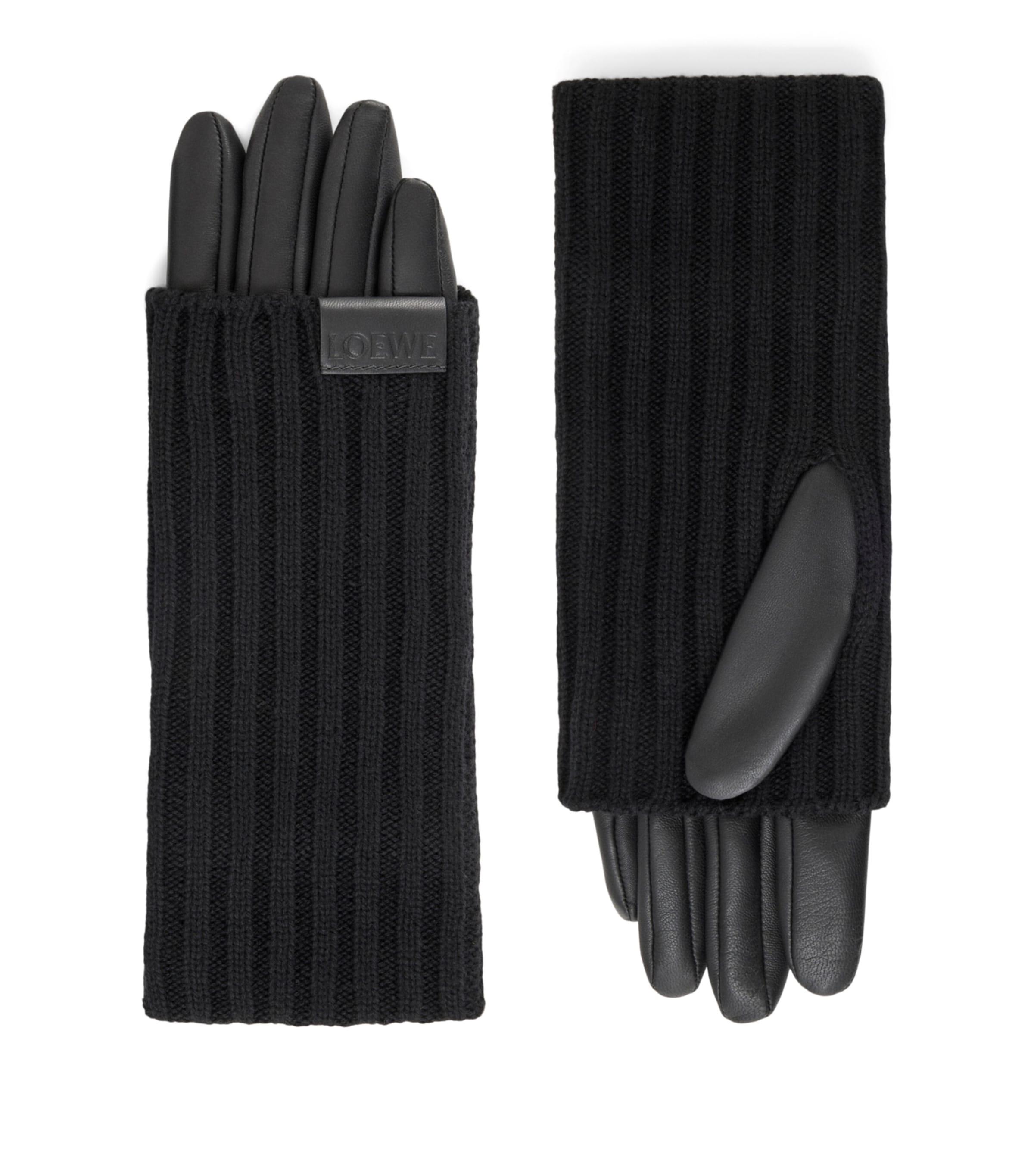 LOEWE Cashmere-Leather Gloves Black Image 1