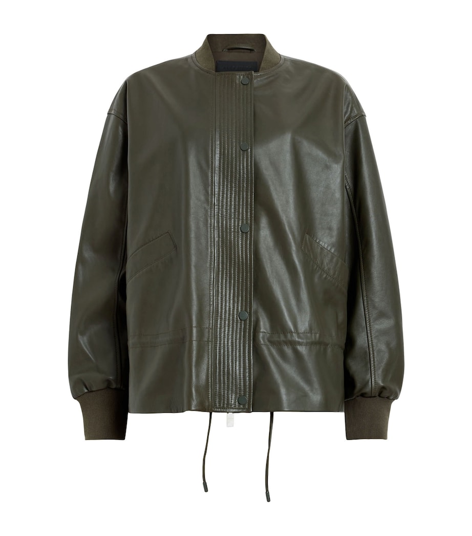 Leather Sofi Bomber Jacket MILITARY GREEN Image 1
